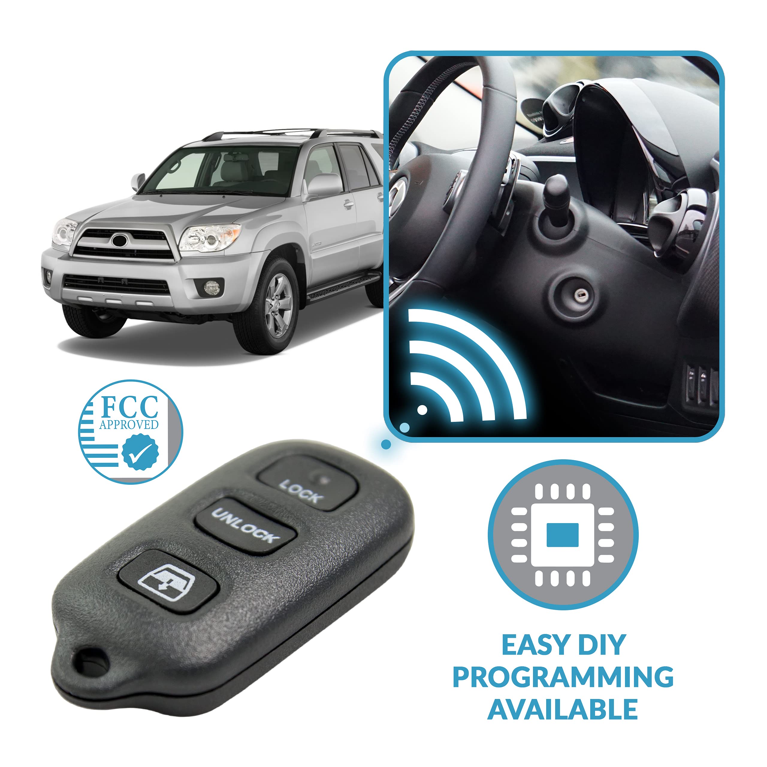 Keyless2Go Replacement For New Keyless Entry Remote Car Key Fob 4 Button Fcc Hyq12Bbx Hyq12Ban (2 Pack)