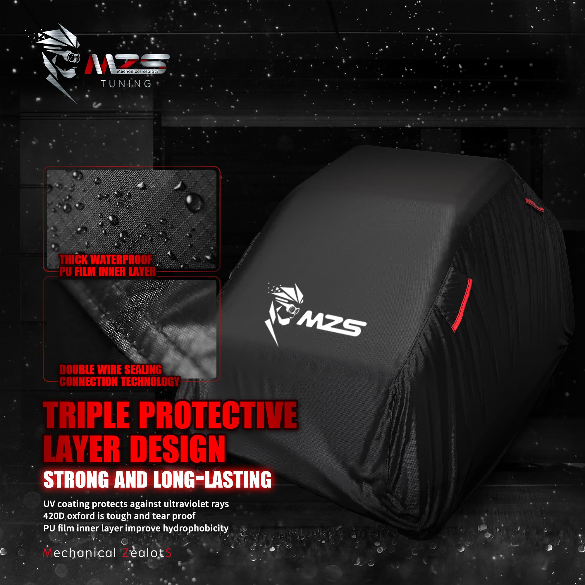 Mzs Utv Cover, All Weather Waterproof Side By Side Cover Protection Universal Fits Up To 120 Inch Utility Vehicle Covers - Vents
