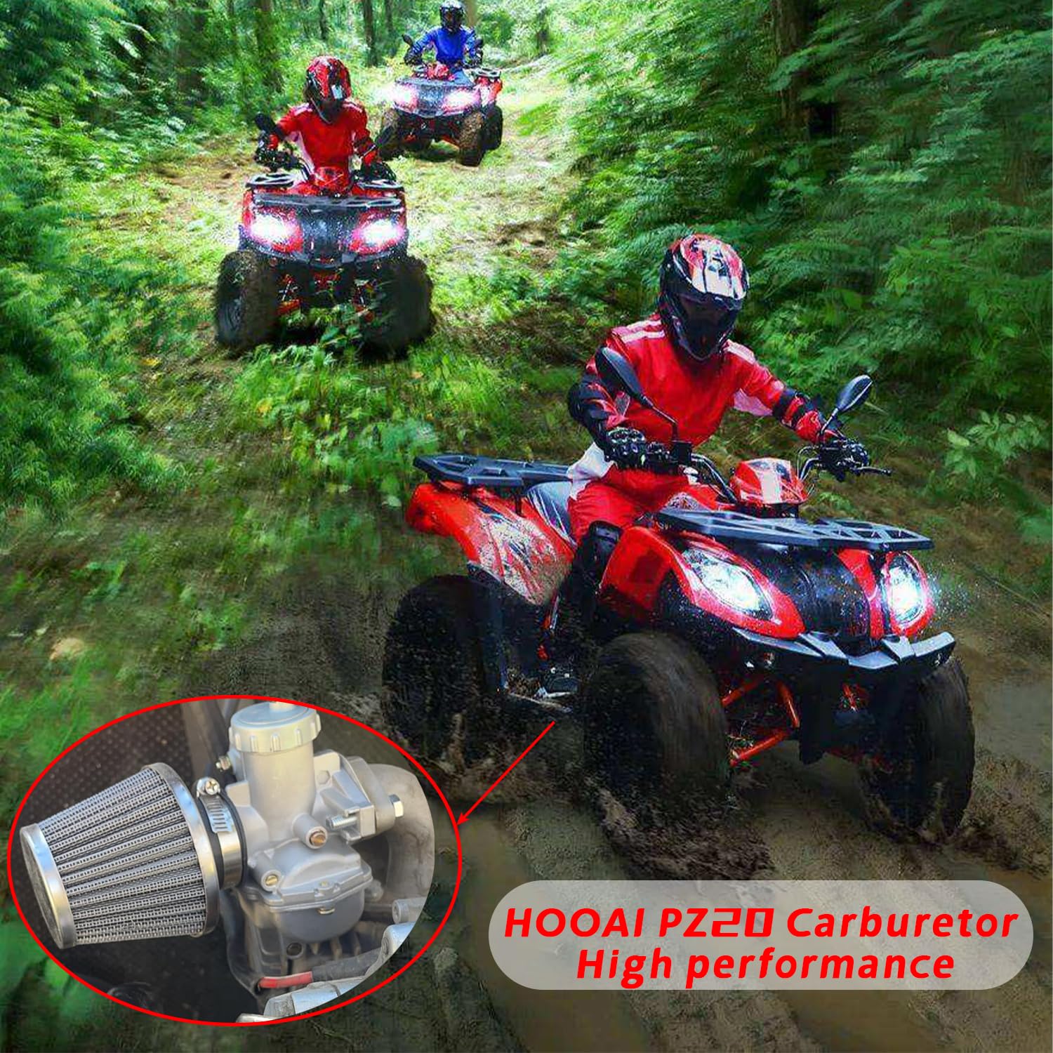 HOOAI PZ20 Carburetor for Kazuma Baja 50cc 70cc 90cc 110cc 125cc TaoTao 110B NST SunL Chinese Quad 4 Stroke ATV 4 Wheeler Go Kar