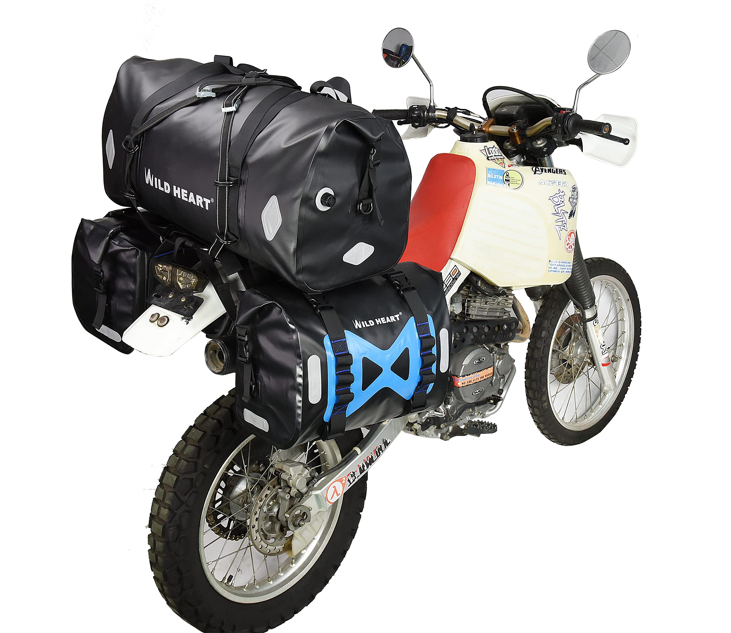 WILD HEART Waterproof Motorcycle Saddlebag 50L PVC Tank Bag - Black
