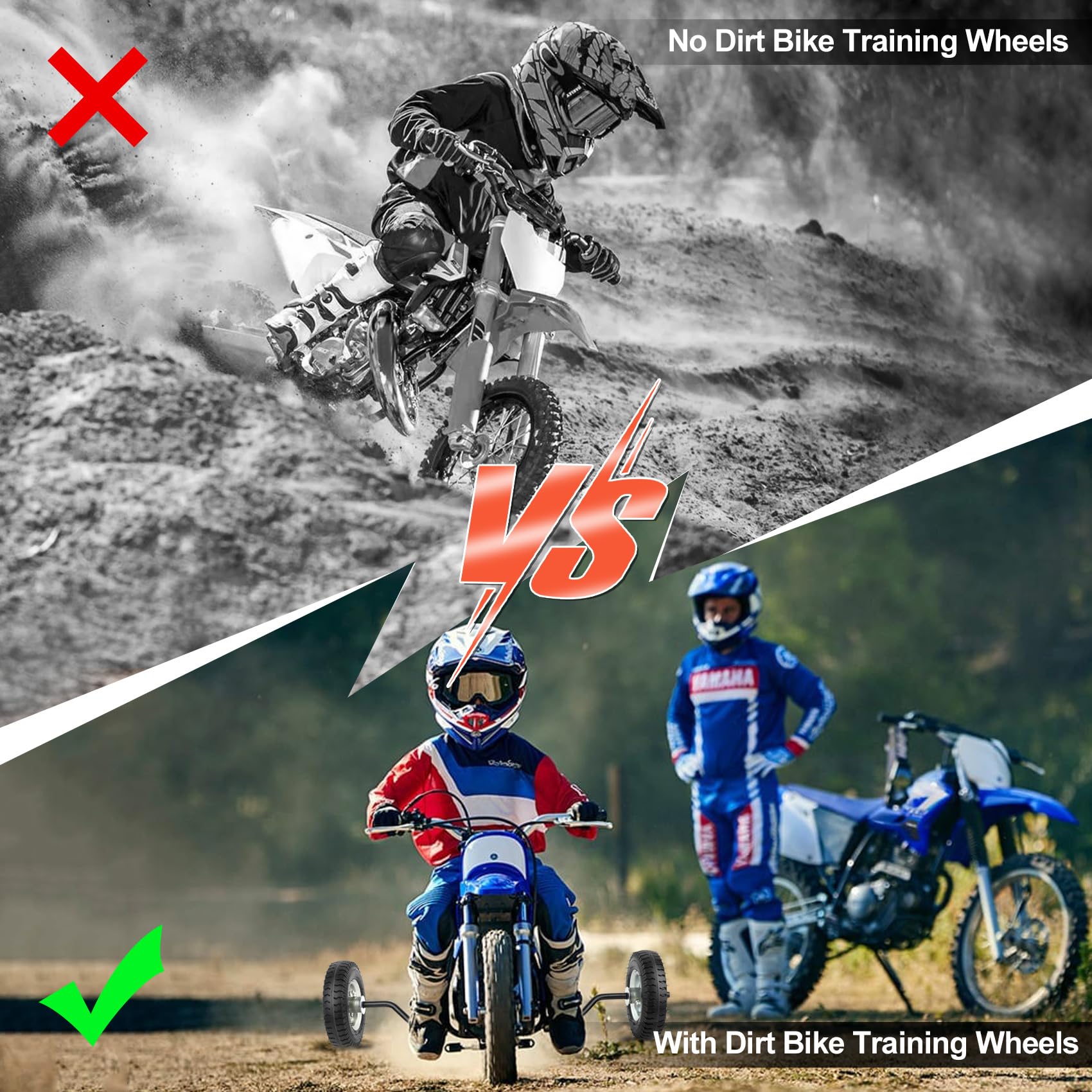 Harsire Dirt Bike Training Wheels for 50cc Bikes - Alloy Steel, Universal Fit, Silver, Compatible with Honda, Yamaha, KTM, Razor Models