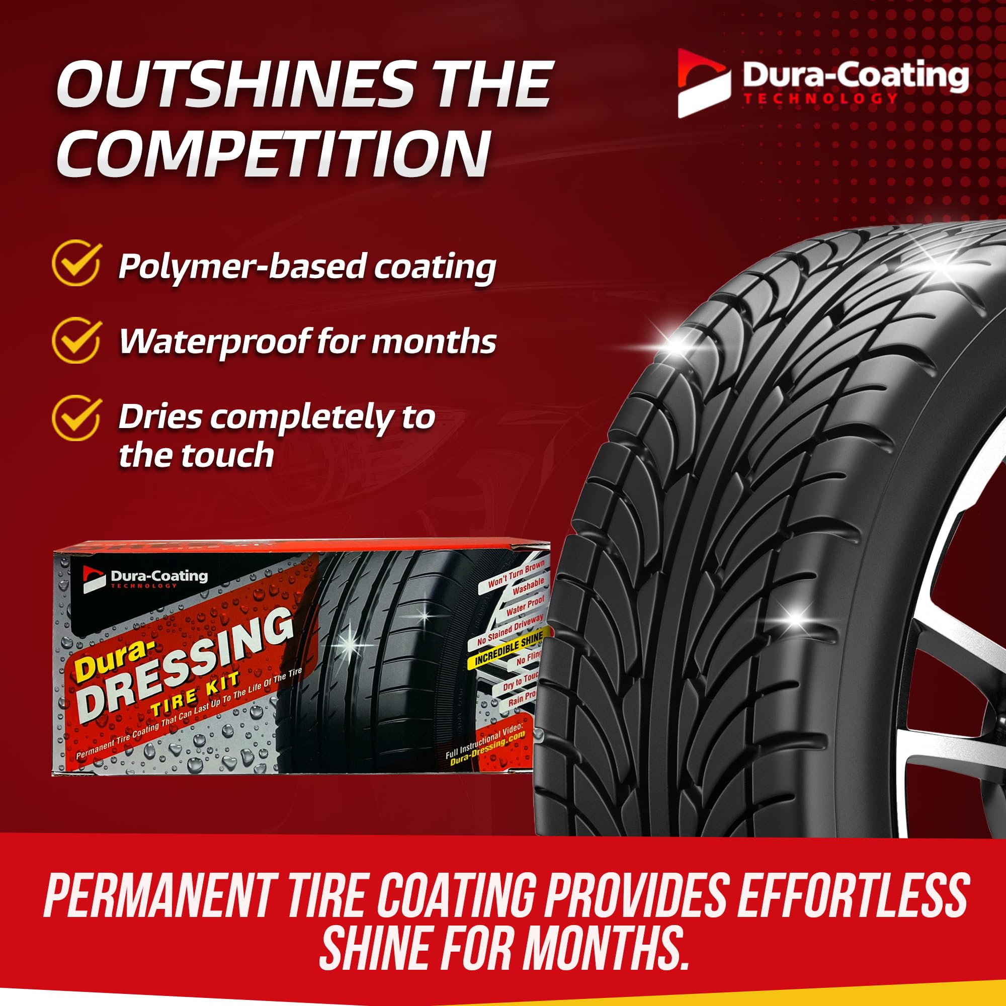 DURA-COATING TECHNOLOGY Dura-Dressing Total Tire Kit - Tire Dressing & Cleaning Kit for Single Car - Made in USA