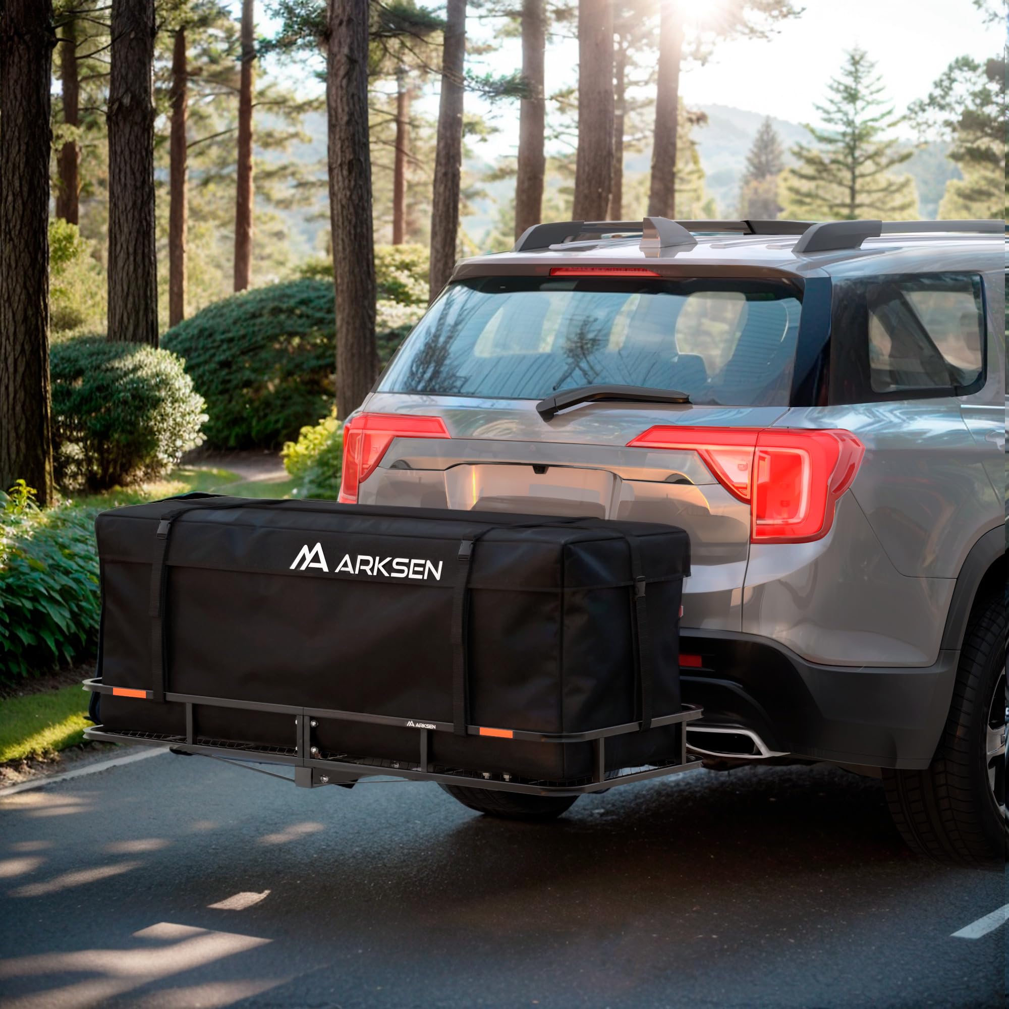 Arksen 60 X 23 X 5.5 Inch Folding Hitch Cargo Carrier With 500D Pvc Waterproof Cargo Bag & Net, 500 Lbs Capacity Heavy Duty 2 In