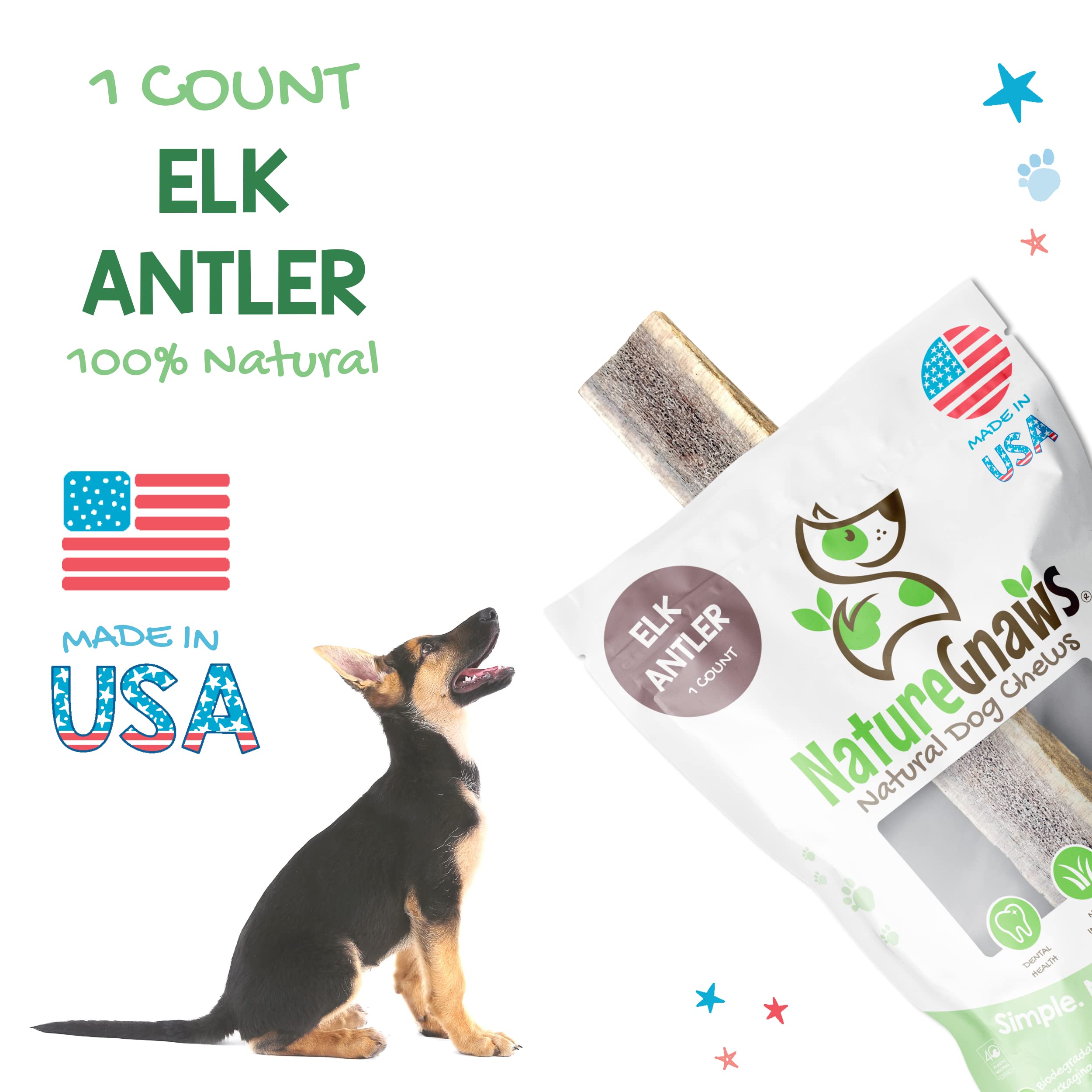 Nature Gnaws Elk Antlers For Large Dogs - Premium Natural Usa Antler - Long Lasting Dog Bones For Aggressive Chewers - Mix Of Sp