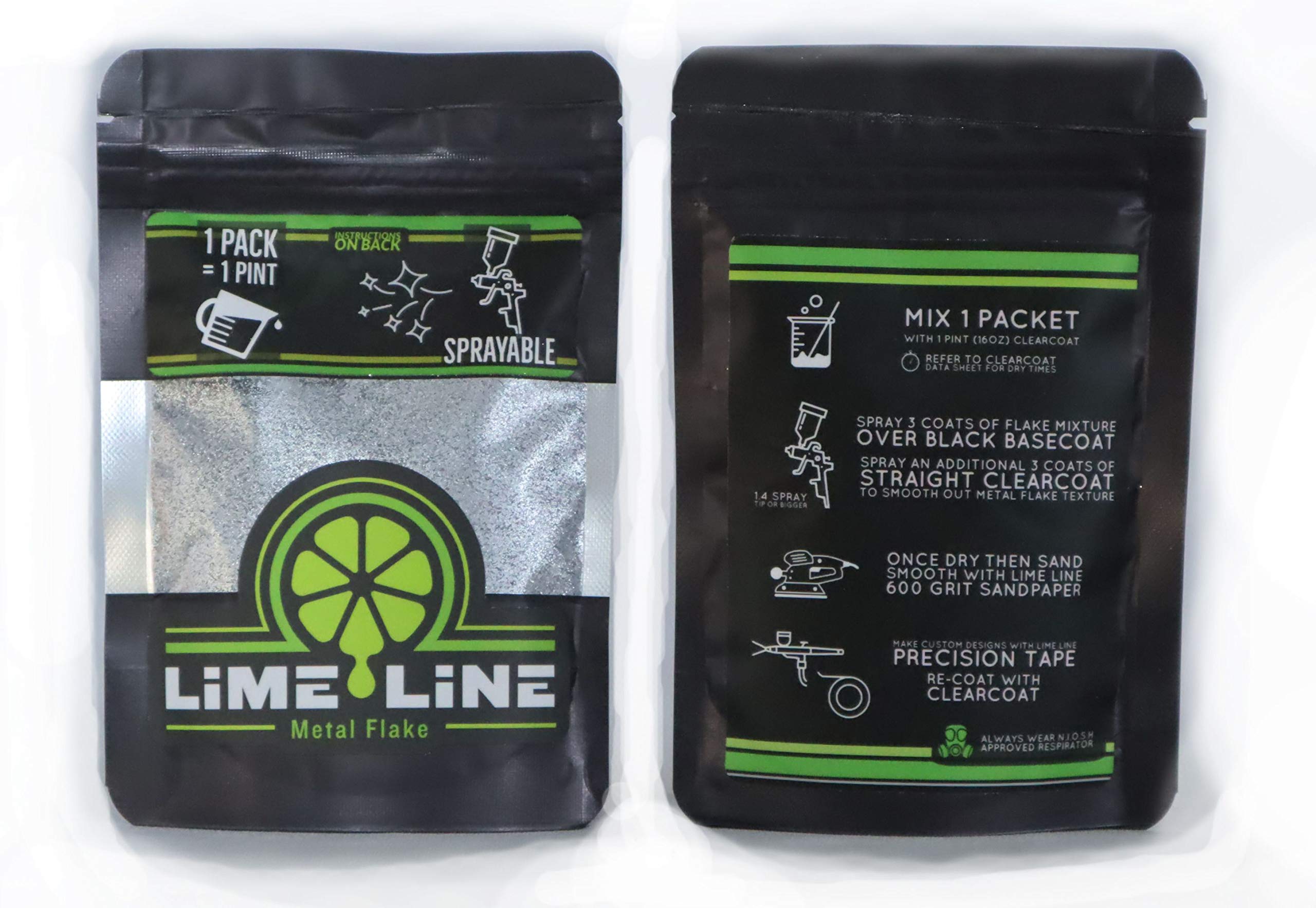 LiME LiNE Sprayable Automotive Metal Flake - Silver, 1 Count, Model 004, Metal Finish for Custom Paint