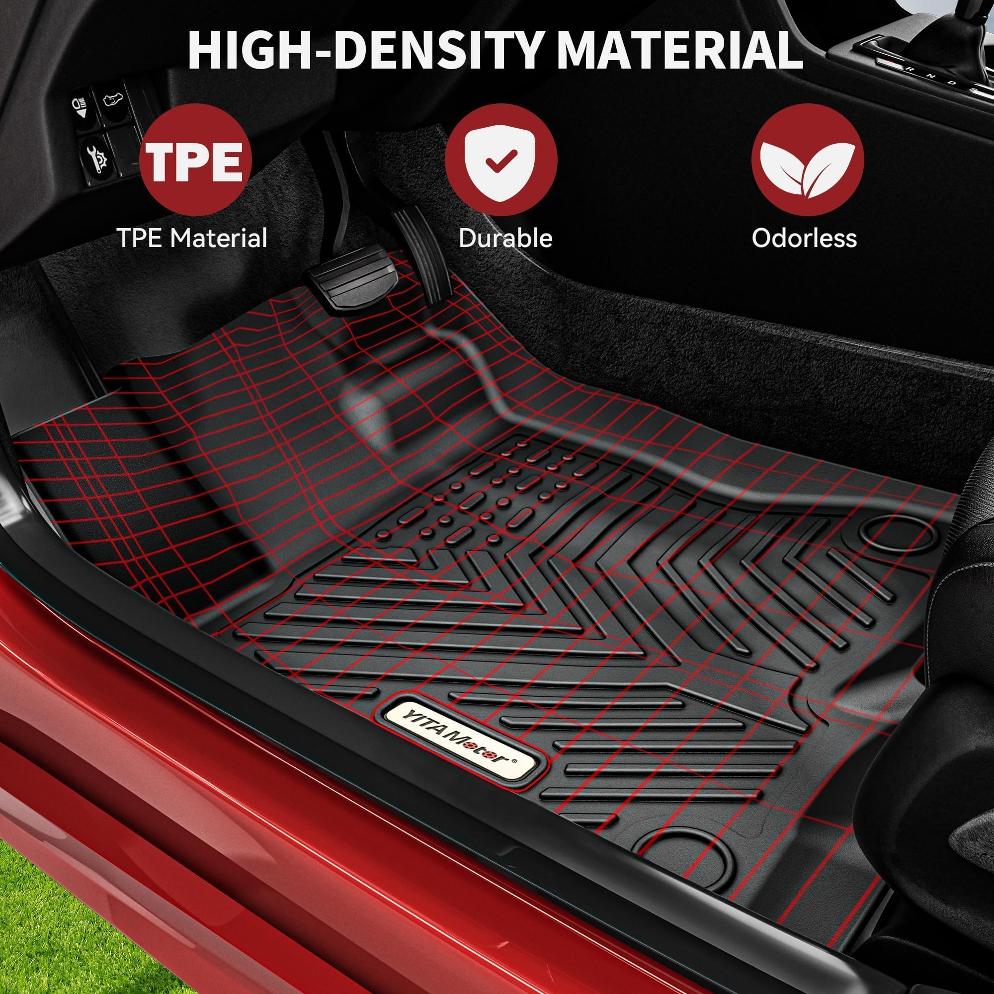 Yitamotor Floor Mats Compatible With 2007-2013 Silverado 1500/ Sierra 1500, 2007-2014 Silverado/Sierra 2500/3500 Hd, 1St & 2Nd R