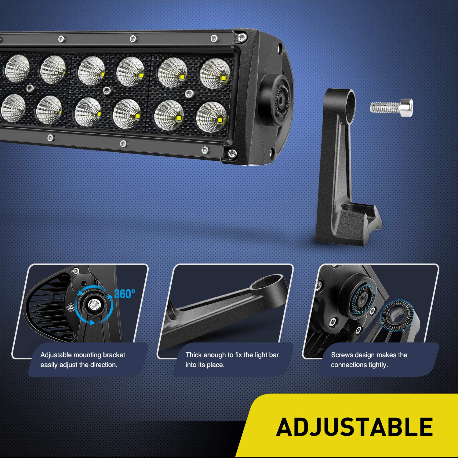 Nilight 22 Inch LED Light Bar 120W with Wiring Harness - Aluminum, Flood Spot Combo for Trucks, SUVs, ATVs, UTVs, Model ZH115