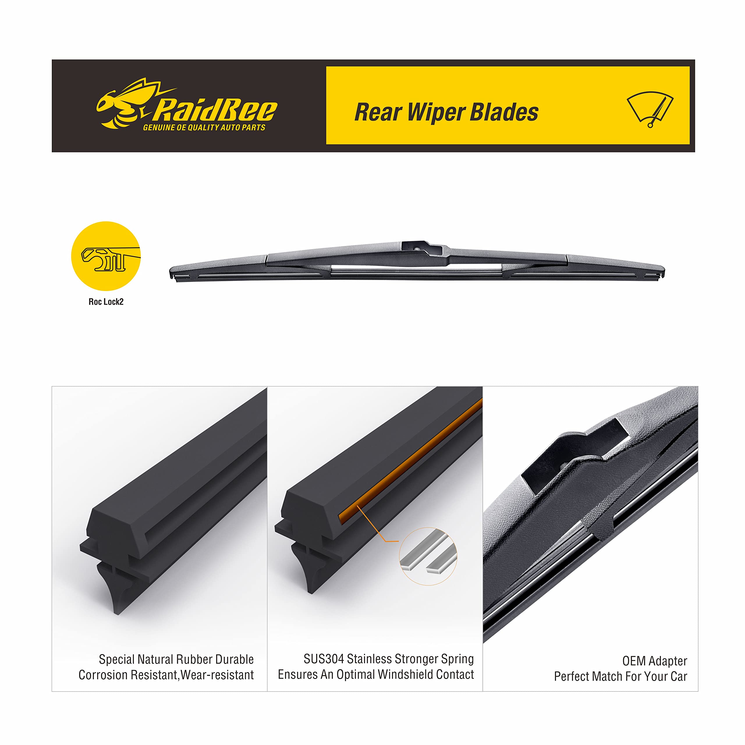 Raidbee Rear Wiper Blade, 16 Inch Rear Windshield Wiper Blades For Original Equipment Replacement, Compatible For Toyota Sienna