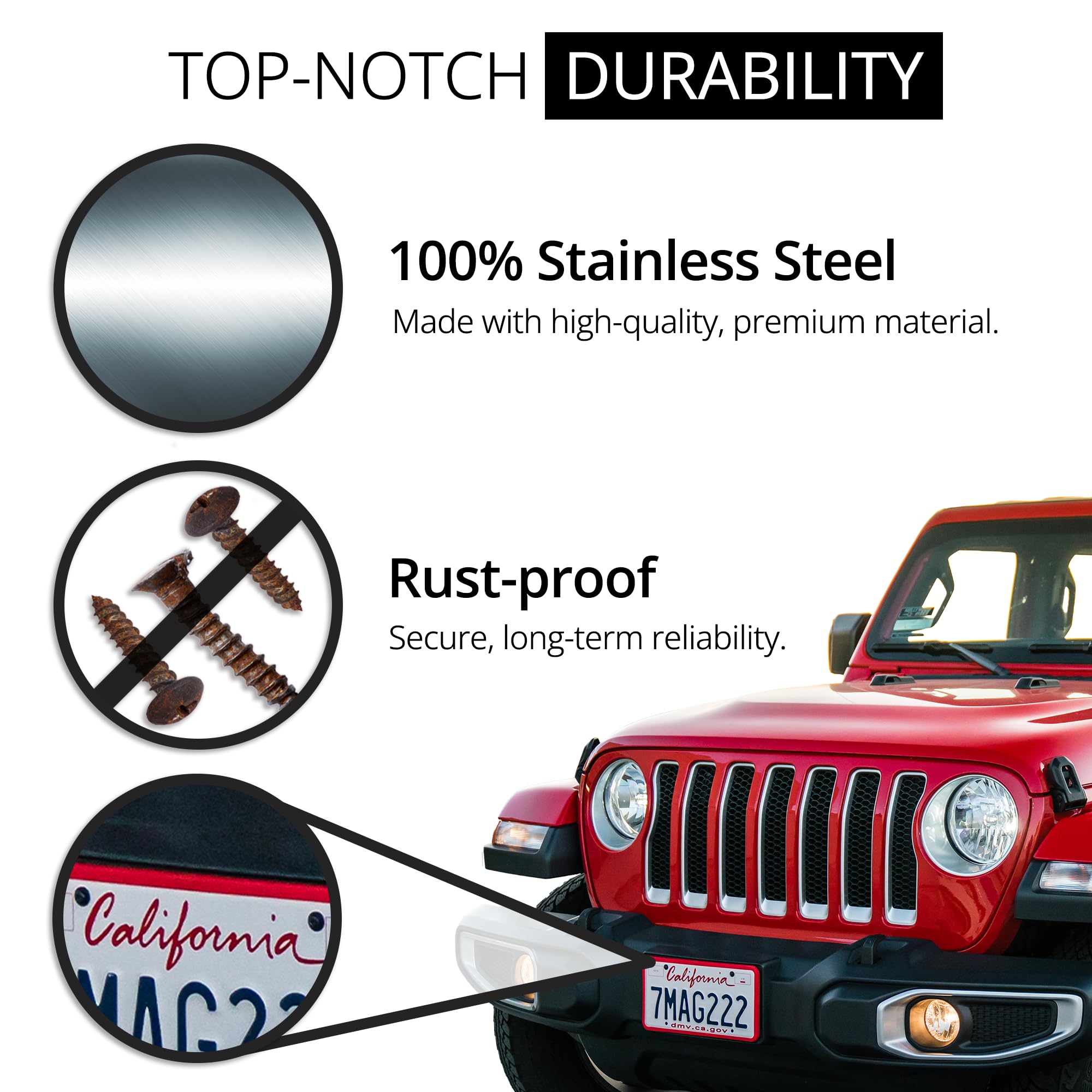 Rightcar Solutions Ultimate License Plate Screw Kit | Anti-Theft Fasteners | Rattle-Proof, Rust-Proof Stainless Steel Screws (Bl