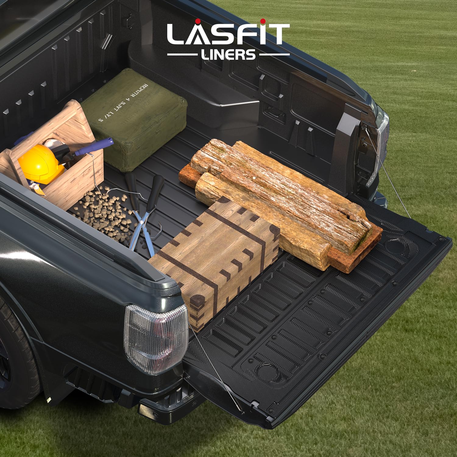 Lasfit Truck Tailgate Mat For Ford Ranger 2025 2024 5Ft Truck Bed All Weather Protector Tpe Tailgate Liner,1Pc Black