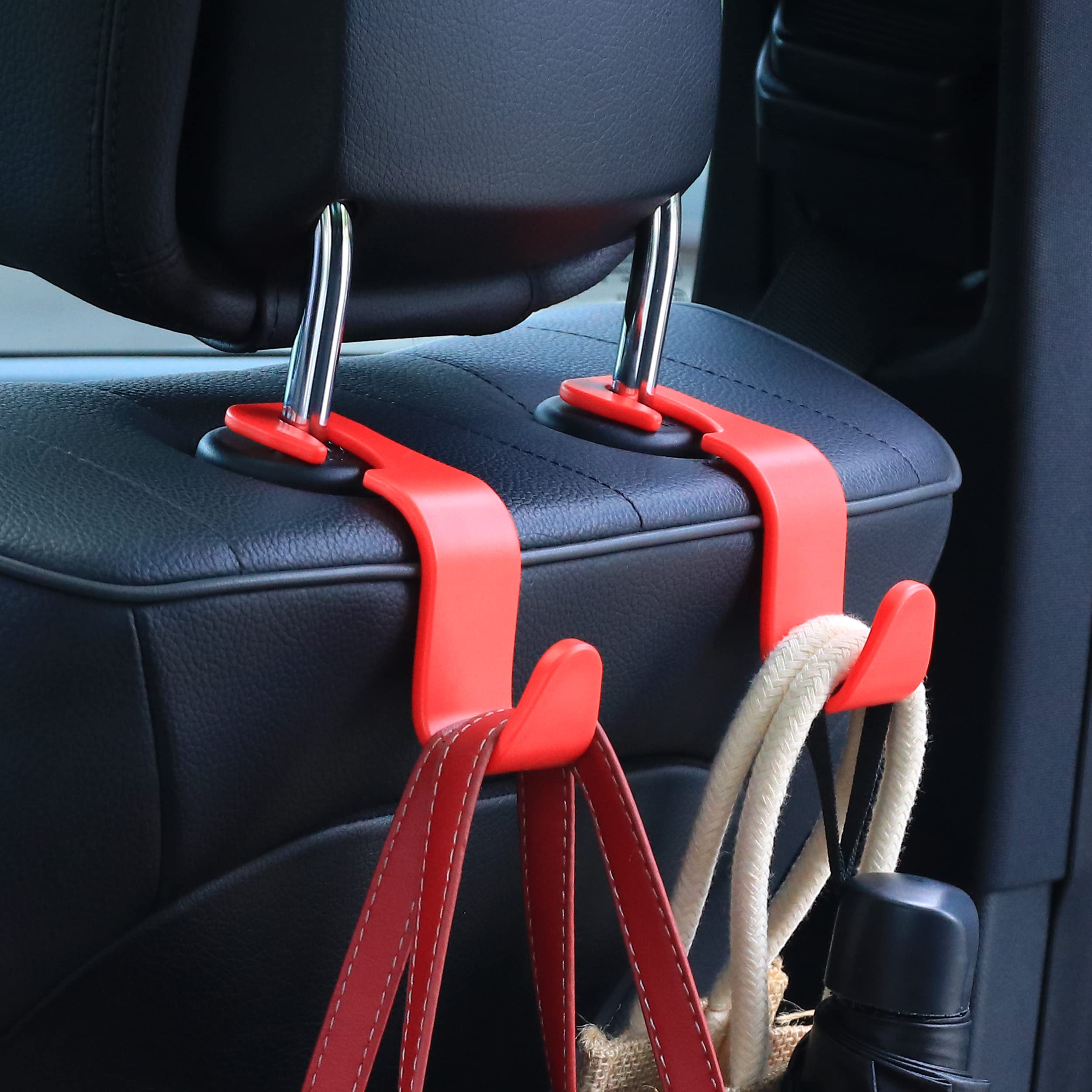 Amooca Car Seat Headrest Hook 4 Pack Hanger Storage Organizer Universal For Handbag Purse Coat Universal Fit Vehicle Car S Type