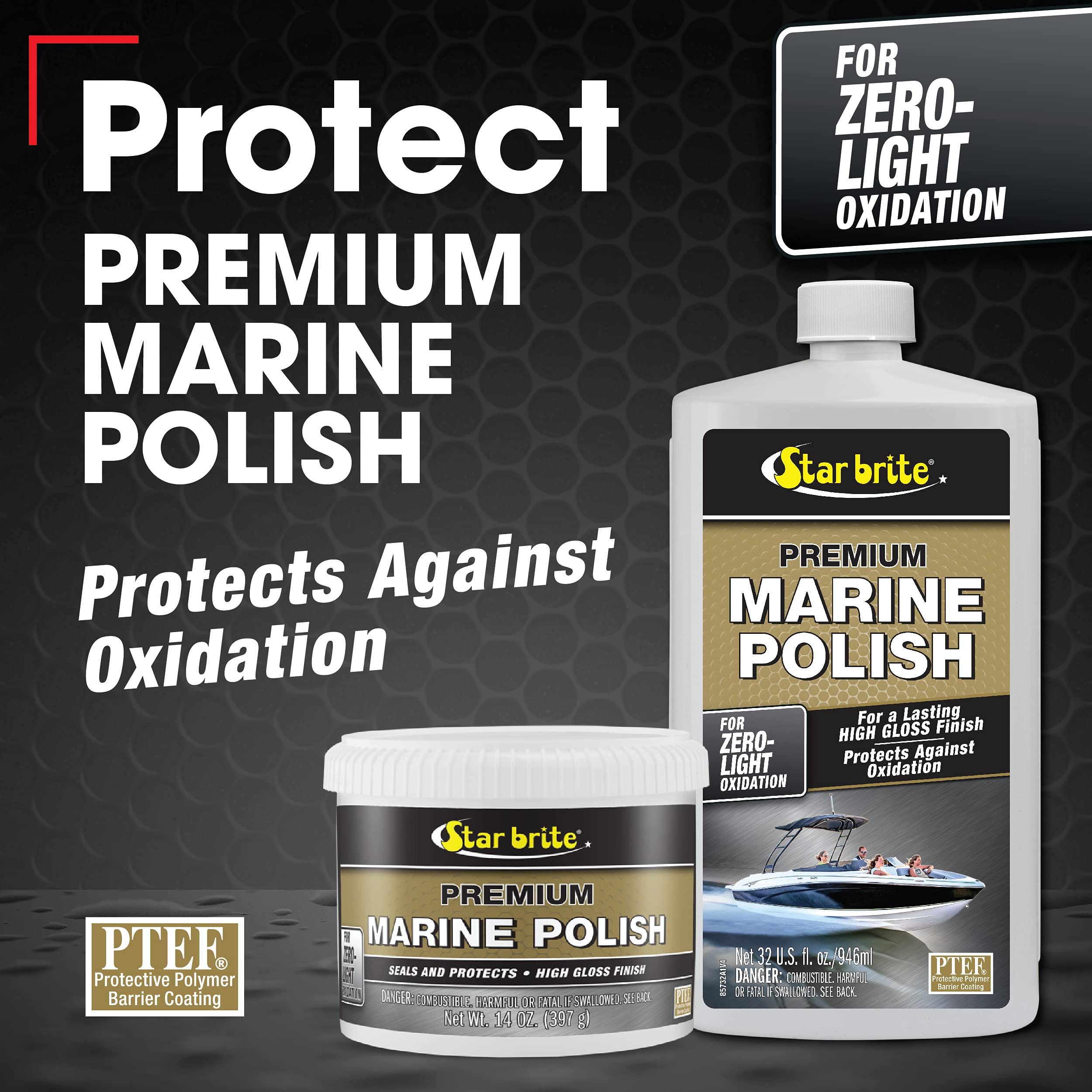 STAR BRITE Premium Marine Polish - 16 OZ Gel Coat Sealer - High Gloss Finish - Model 085716PW - Plastic