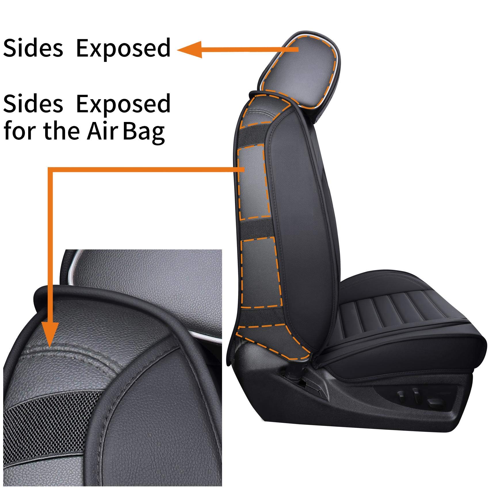 YIERTAI Car Seat Covers for Chevy Silverado GMC Sierra 2007-2026, Waterproof Faux Leather, 5 PCS Full Set, Black