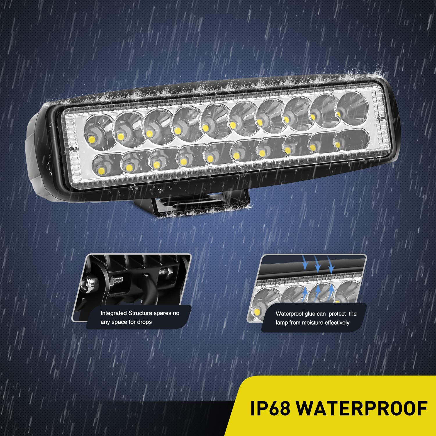 Nilight 2Pcs Led Pods 6 Inch 60W Spot Light Bar 3000Lm Driving Fog Off Road Lights 12V/24V For Trucks Jeep Utv Atv Marine Boat G
