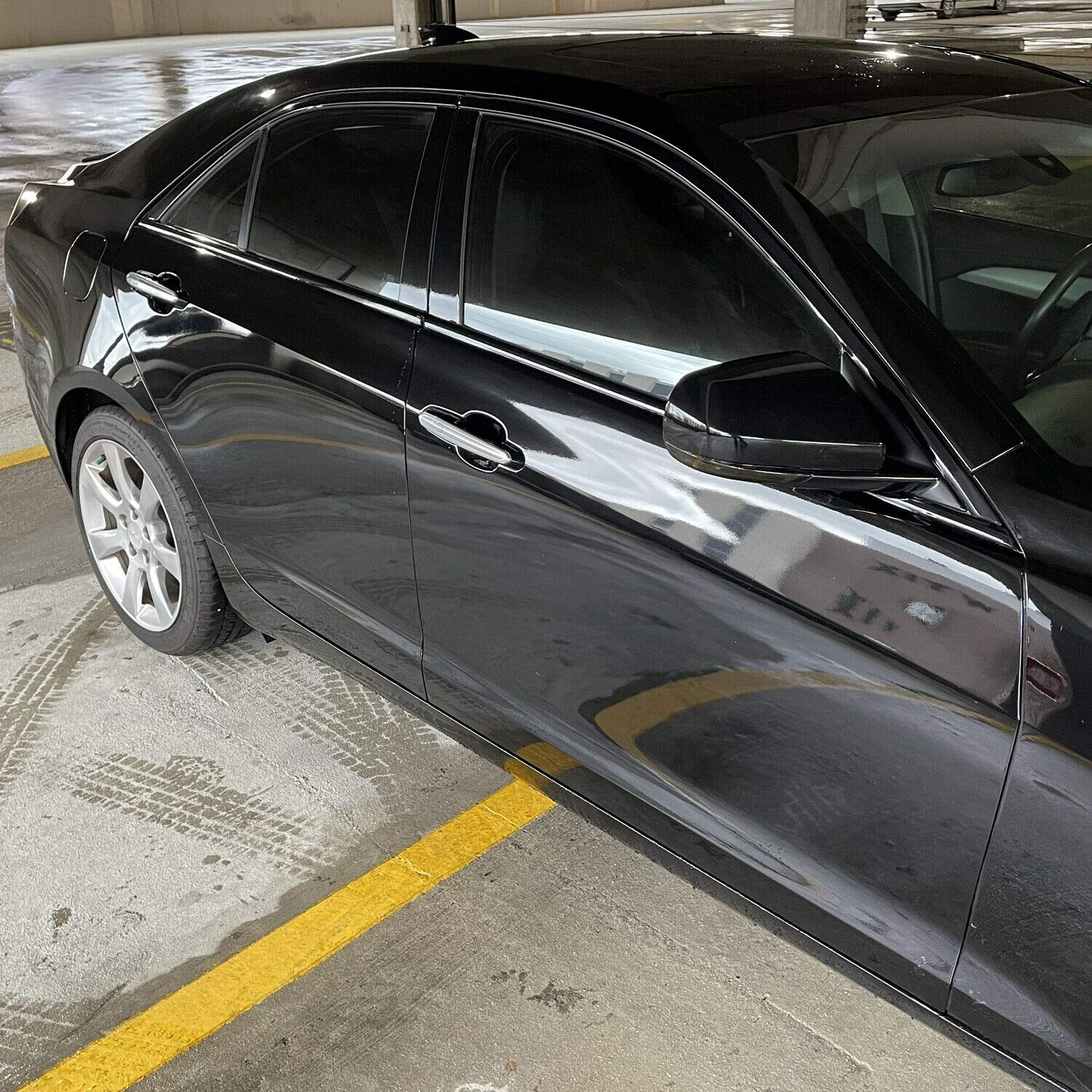 SlickMod Chrome Delete Blackout Vinyl Overlay for 2013-2018 Cadillac ATS Sedan Window Trim - Gloss Black Finish
