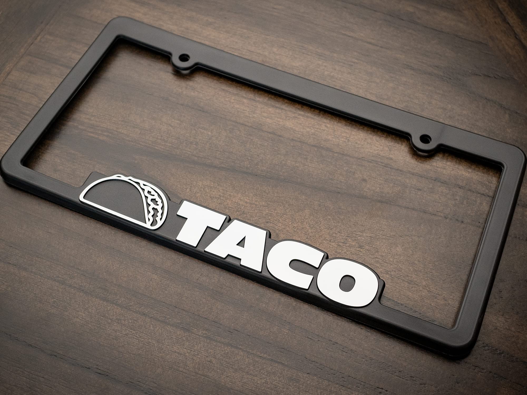 Custom Car Gear Taco License Plate Frame - 3D Raised Letters, Durable Polyethylene Material