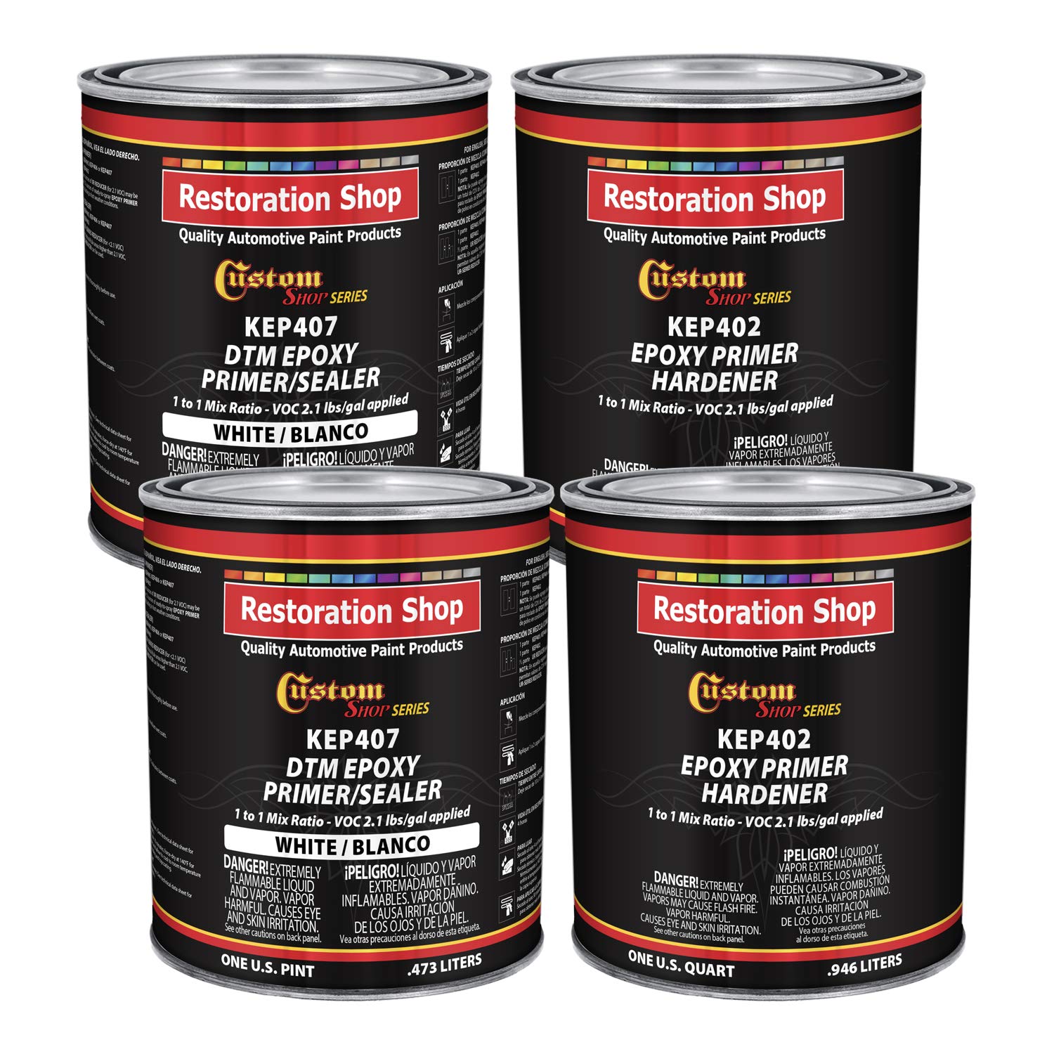 Custom Shop - White Epoxy Primer/Sealer 2.1 Voc (Gallon Kit) Anti-Corrosive Dtm High-Performance Primer For Automotive And Indus