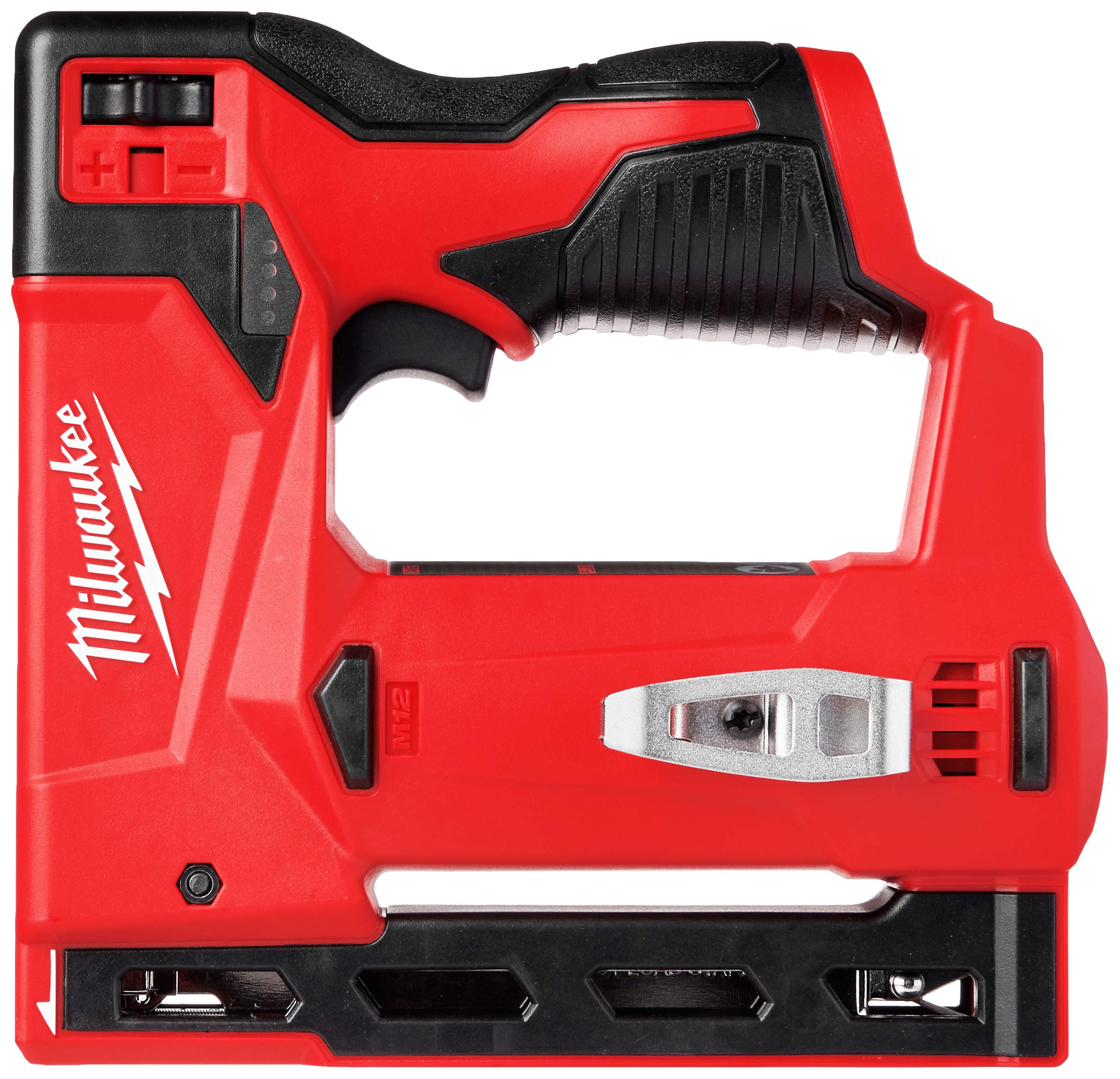 Milwaukee M12 3/8" Crown Stapler, Model 2447-20, Red & Black, Durable Plastic