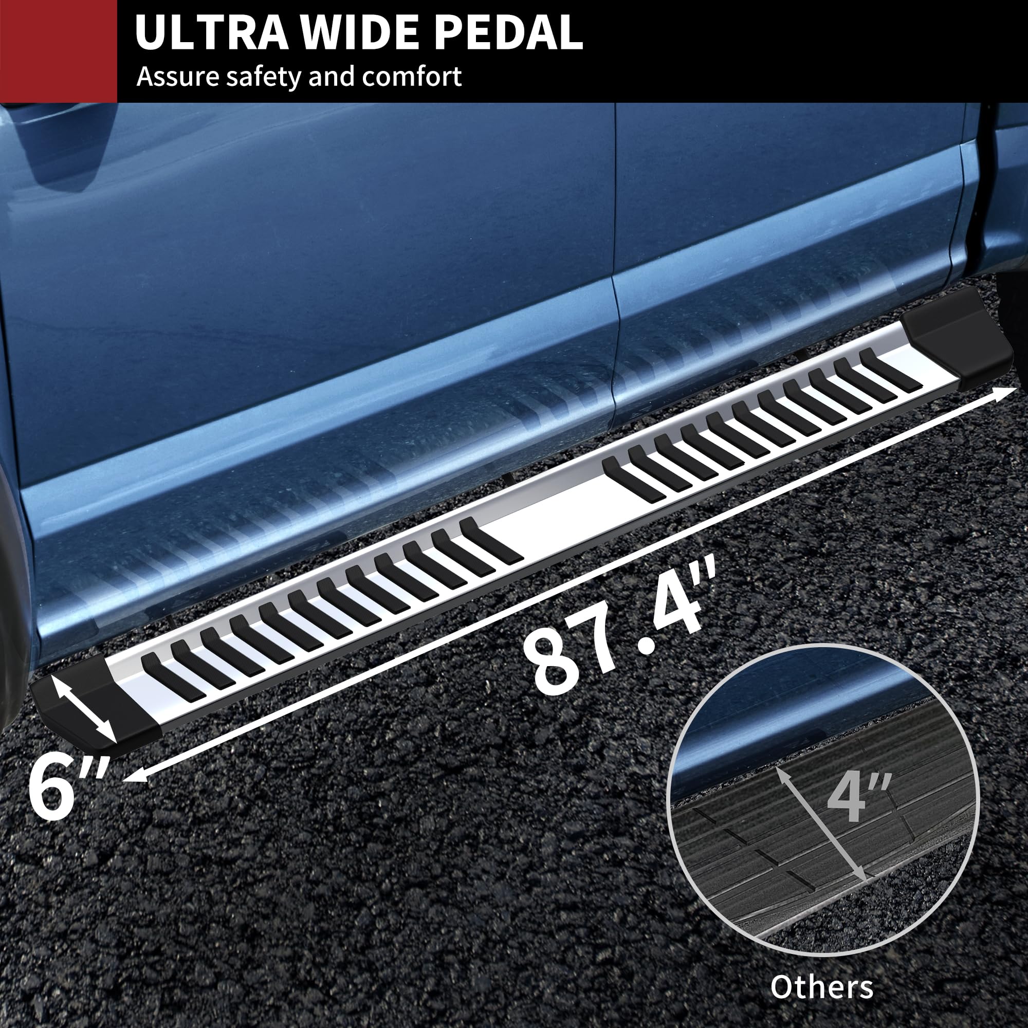 Yitamotor 6 Inches Running Boards Compatible With 2019-2025 Ram 1500 New Body Crew Cab Side Steps Stainless Steel Nerf Bars