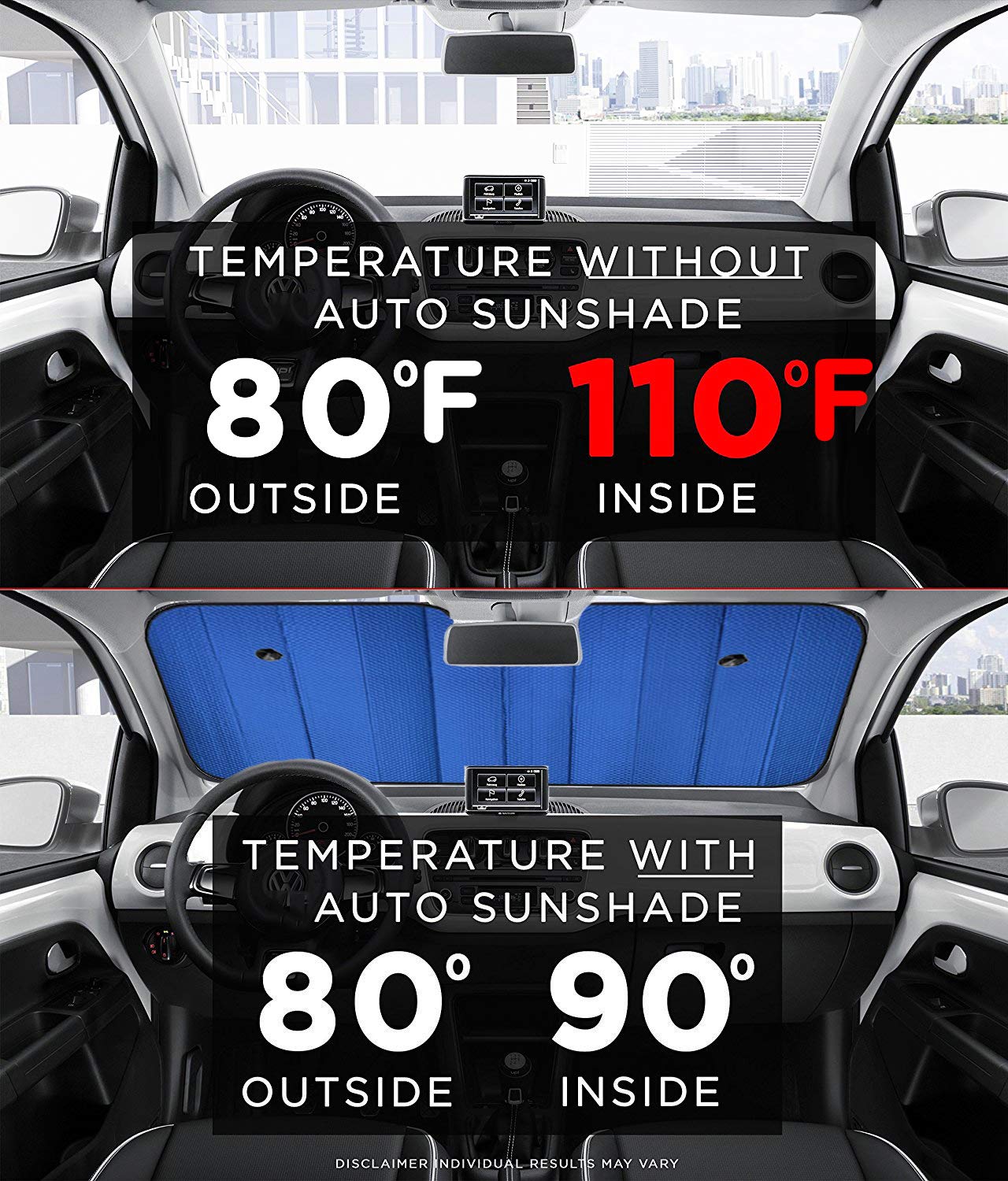 Big Hippo Windshield Sun Shade,Car Sun Shade Side Window As Bonus,Car Sunshade Windshield,Reflect Sunlight Heat And Uv Rays, Pro