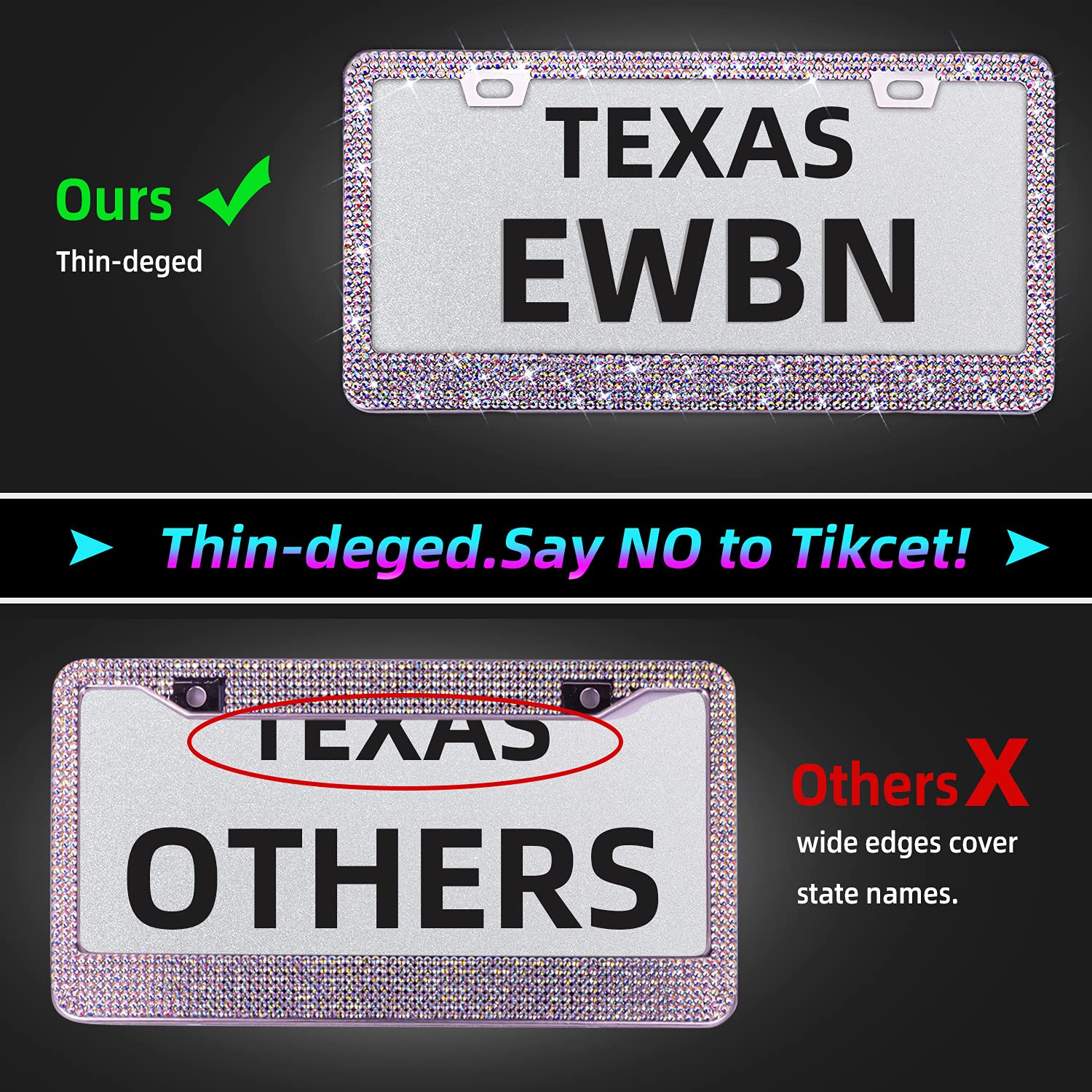 Bling Rhinestone License Plate Frame For Women Teen Girls
