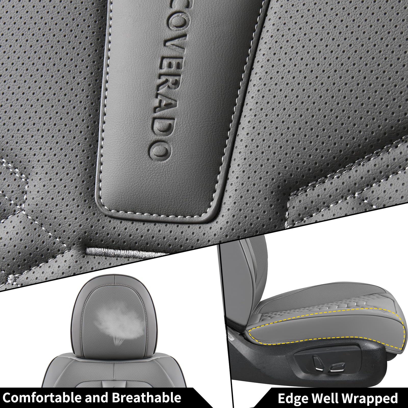 Coverado Car Seat Covers Full Set, Nappa Leather Seat Covers For Cars, 5 Seats Universal Waterproof Seat Covers, Front And Back
