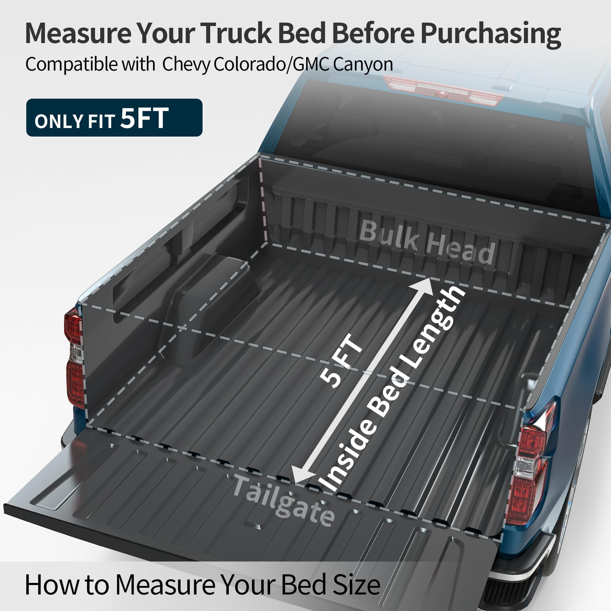 Oedro Frp Hard Tri-Fold Tonneau Cover Fold Truck Bed Covers Compatible With 2015-2025 Chevy Colorado/Gmc Canyon With 5.2 Feet Be