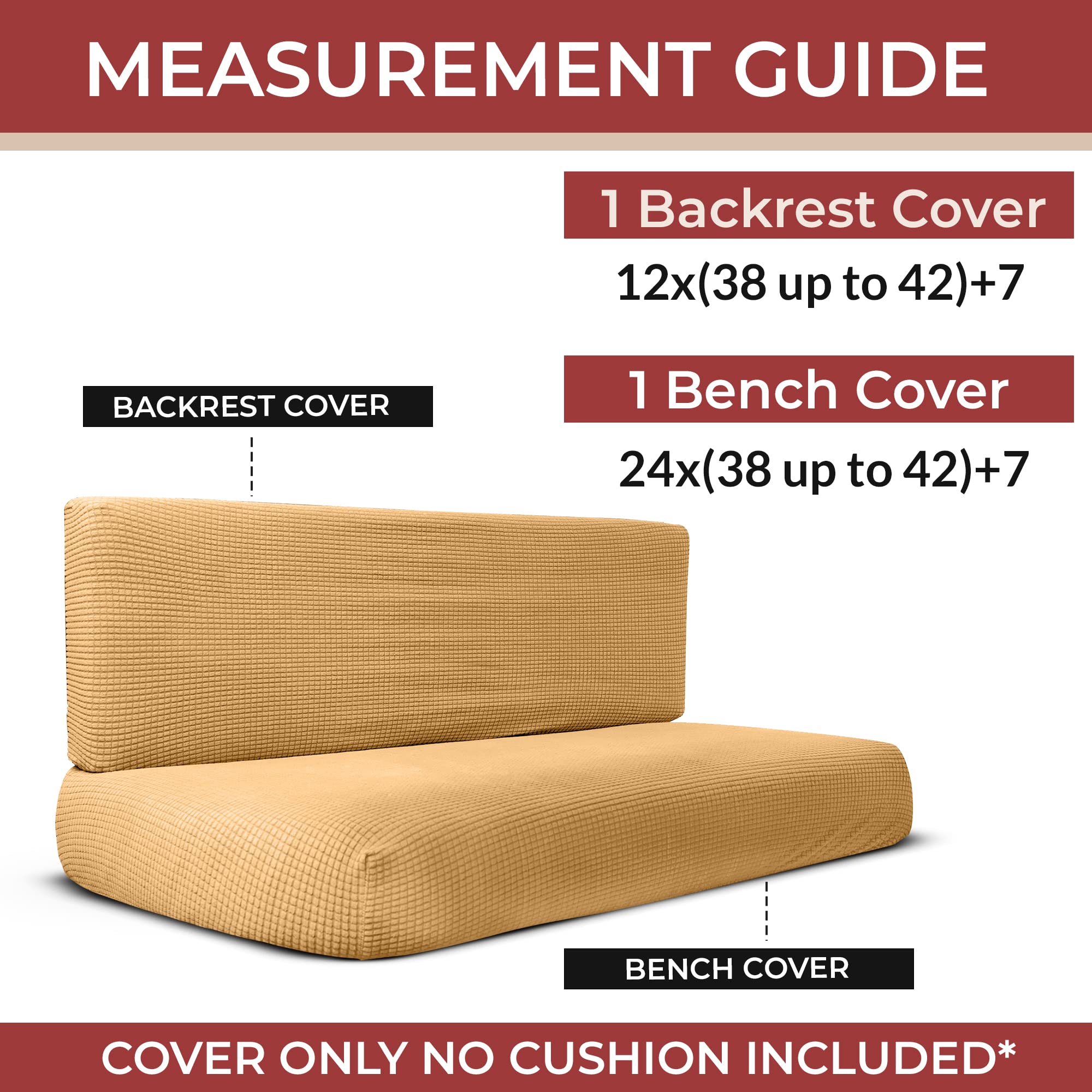 Hudson Comfort RV Dinette Cushion Covers - Microfiber, Sand - 1 Set Backrest & Bench Cover - Fits Most Camper Seats