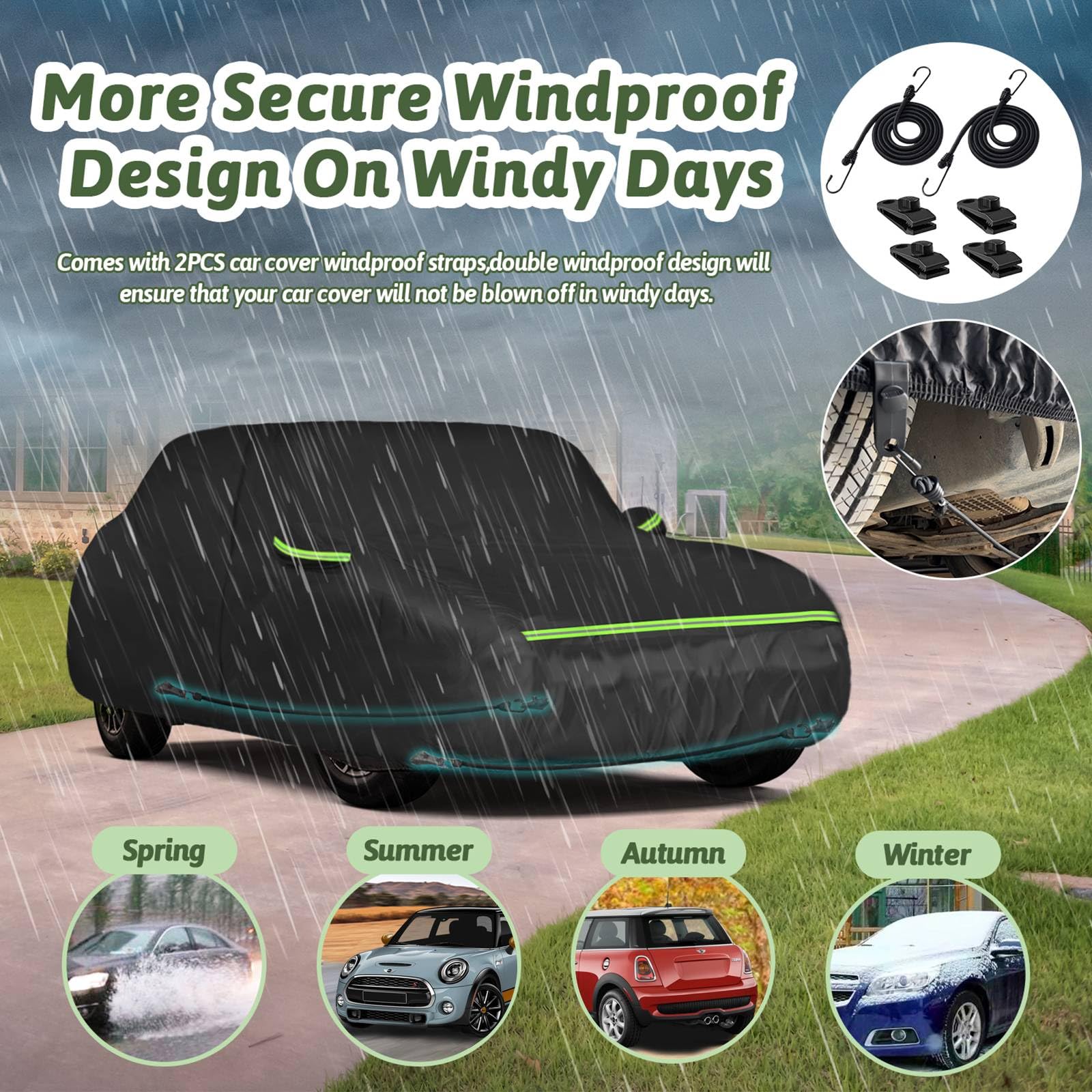 Car Covers For 2002-2025 Mini Cooper/Cooper S/Hardtop/Convertible 2-Door, 210T Waterproof All Weather Cooper Full Car Cover Outd