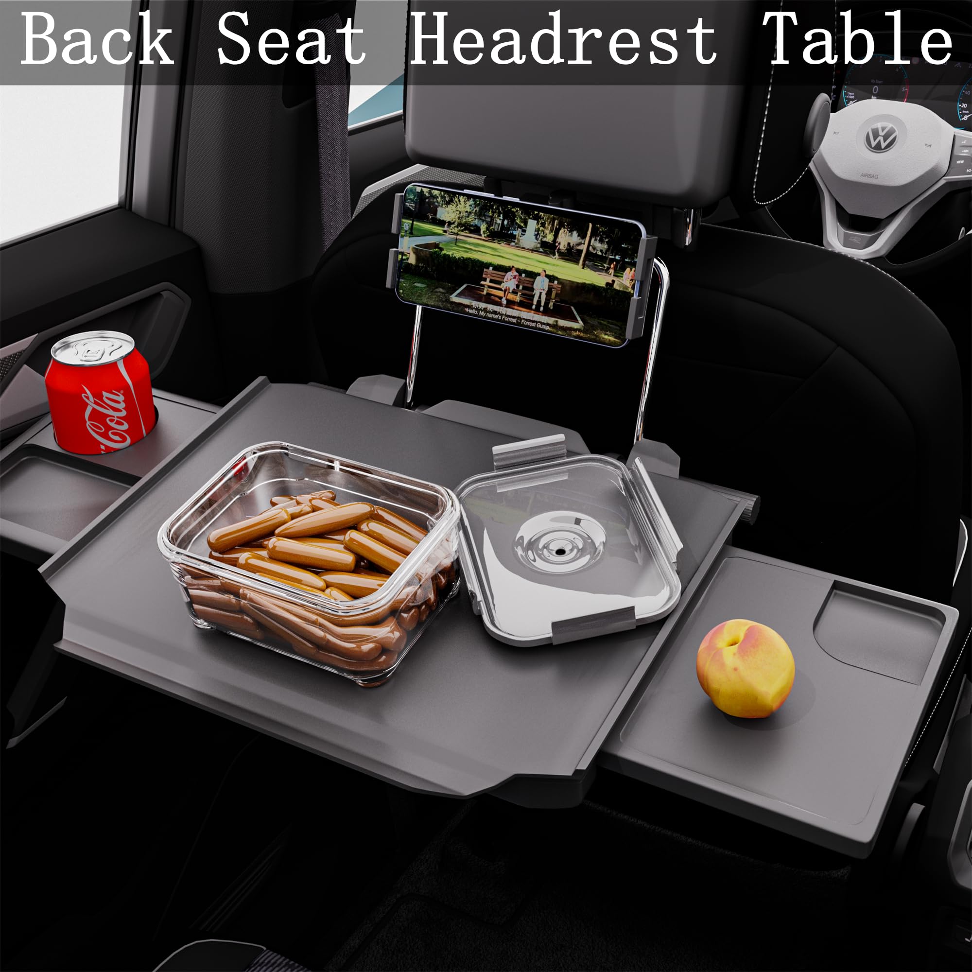 HZGAMER 2 in 1 Large Car Steering Wheel Tray & Back Seat Table with Phone Holder, ABS Plastic, Model a2bc47c1-51be-4698-af74-