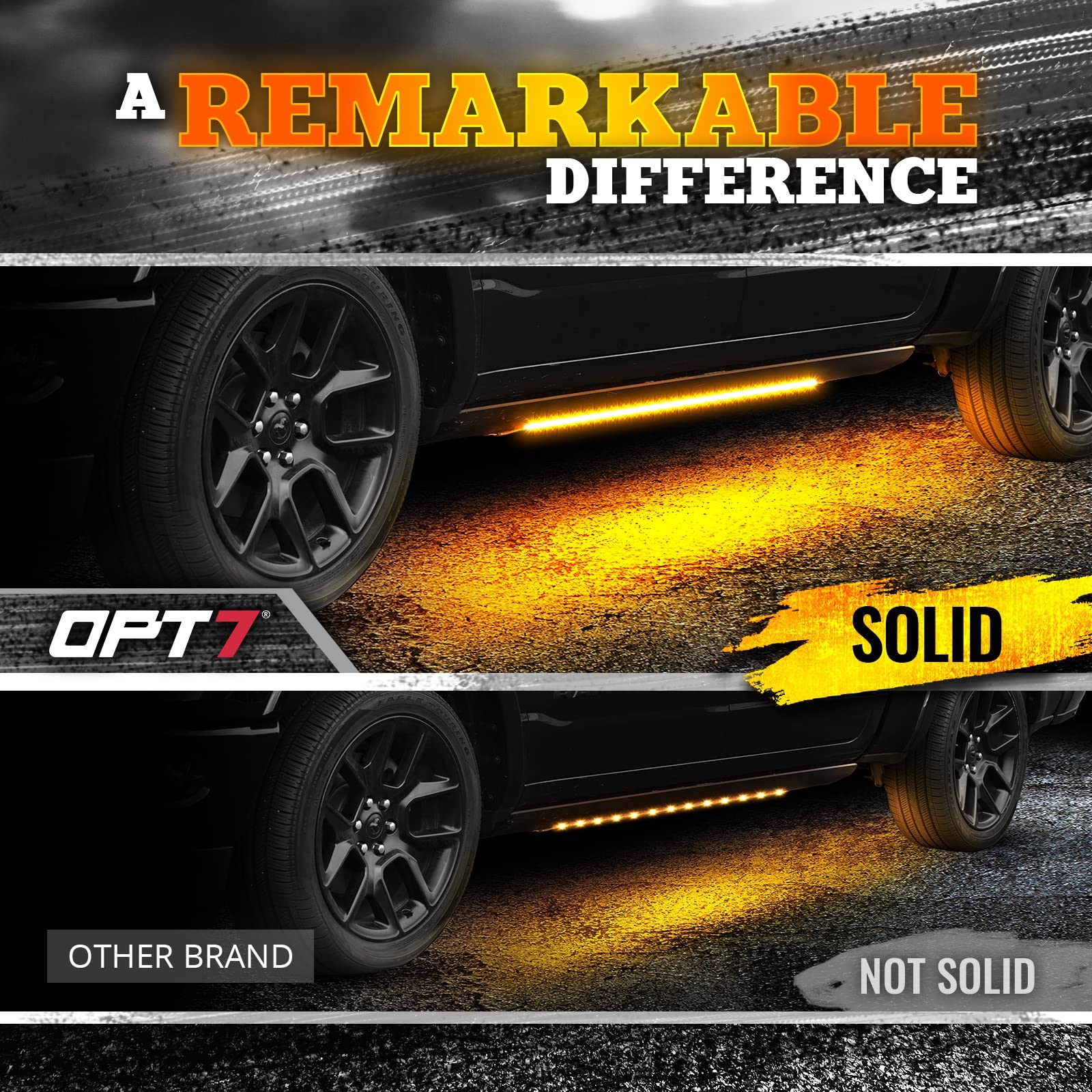 OPT7 Sidekick 86" LED Running Board Lights, Amber Sequential Turn Signal, White Courtesy Light for Extended Crew Cab Trucks