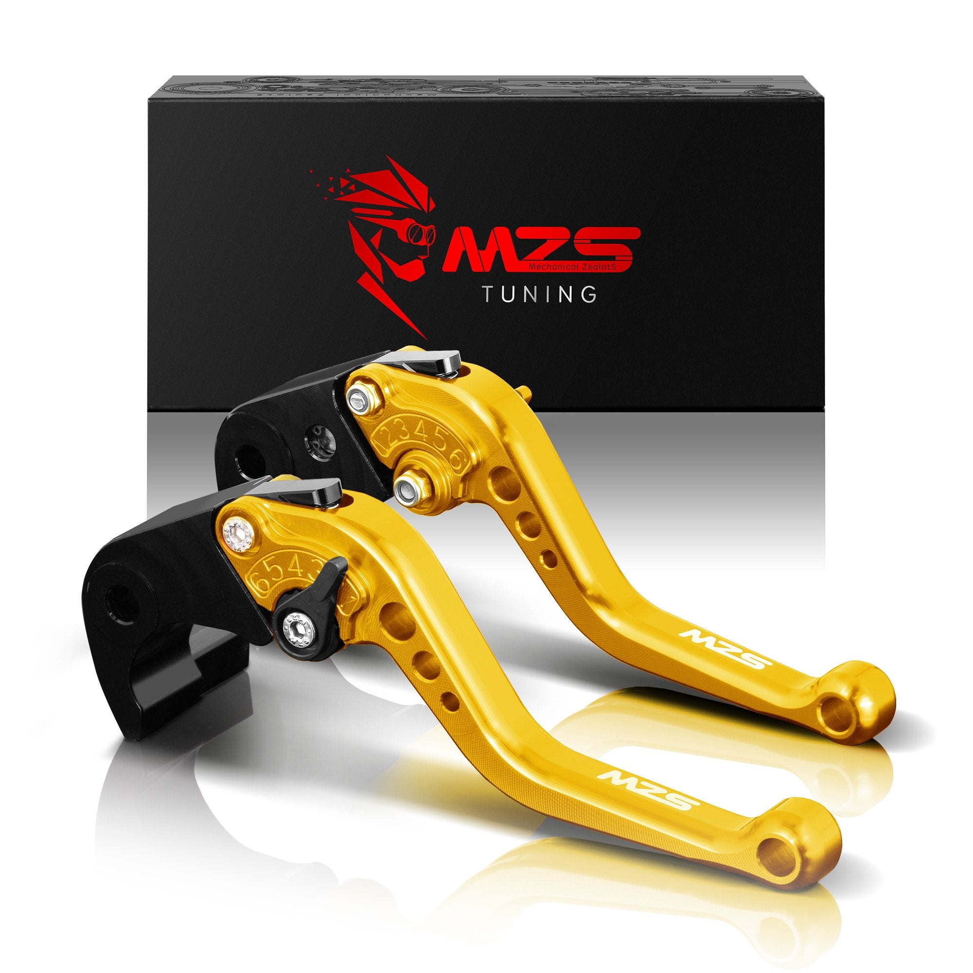 Mzs Gold Motorcycle Brake Clutch Levers Short Adjustable Cnc Compatible With Mt07 Fz07 14-25 / Fj09 Fz09 Mt09 Tracer 15-20 / Ten
