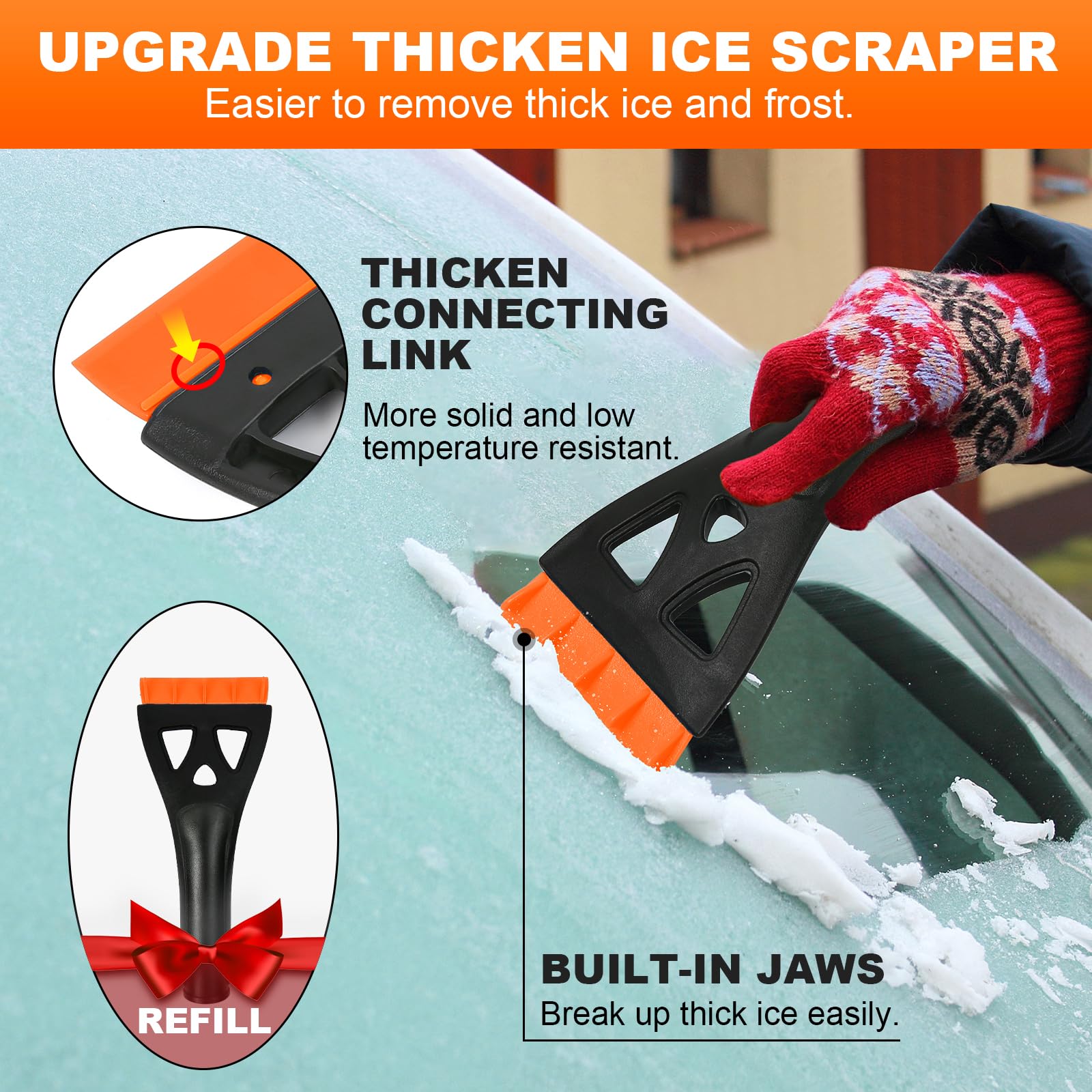 34'' Extendable Ice Scrapers For Car Windshield 2-In-1 Snow Brush For Car Snow Scraper For Car Snow Scraper And Drush With Ergon