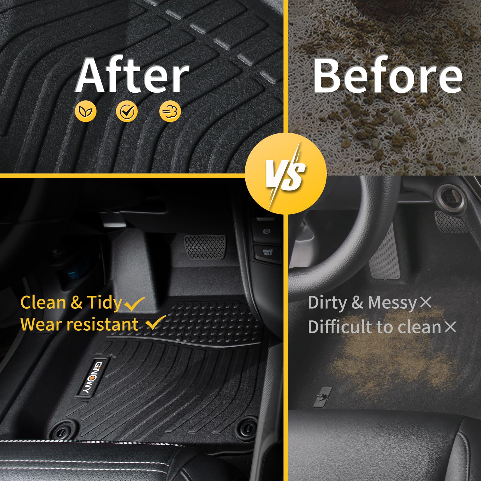 GINOWY- Floor Mats & Cargo Liner for Volkswagen VW Tiguan 2018-2024 TPE?All Weather Mats for Volkswagen Tiguan Accessories Cargo