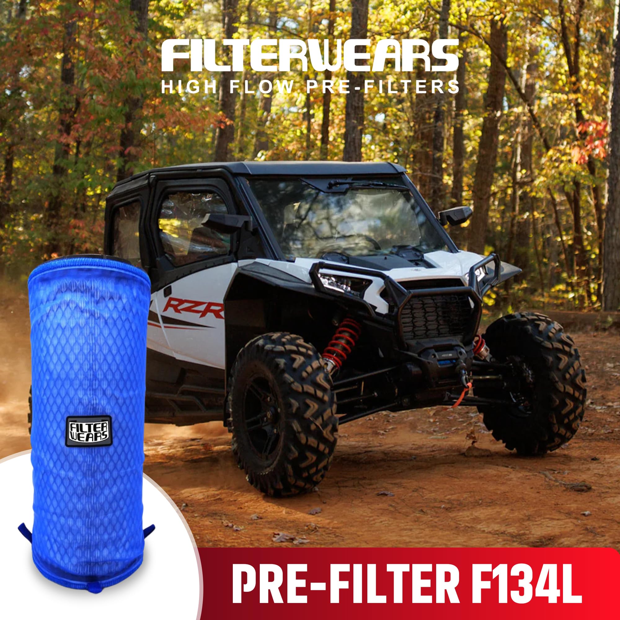 Filterwears Pre-Filter F134L For Polaris Rzr Xp 1000 Stock Air Filters 1240822 1240957 1241084 7082097, K&N Pl-1014; Blue