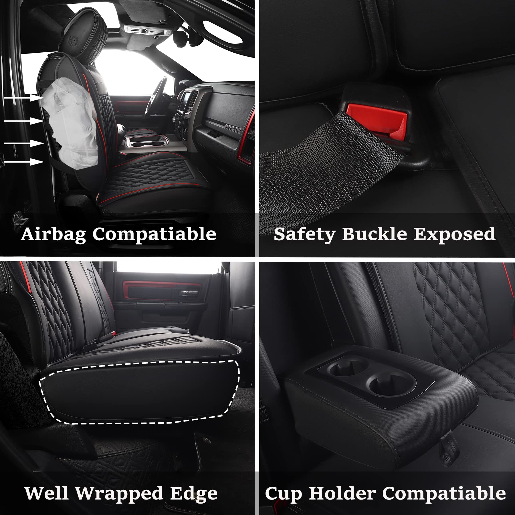 JOJOBAY Car Seat Covers for Dodge Ram,Fit 2009-2025 1500/2500/3500 HD Pick-up Truck,Crew,Regular,Quad,Mega Cab,Waterproof Synthe