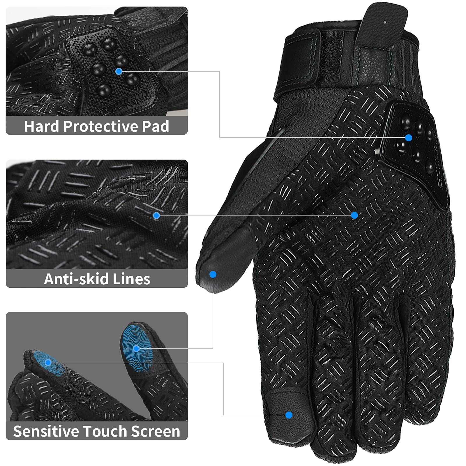 Ilm Alloy Steel Touchscreen Bicycle Motorcycle Motorbike Powersports Racing Gloves (Xxl, Black) Model 10C