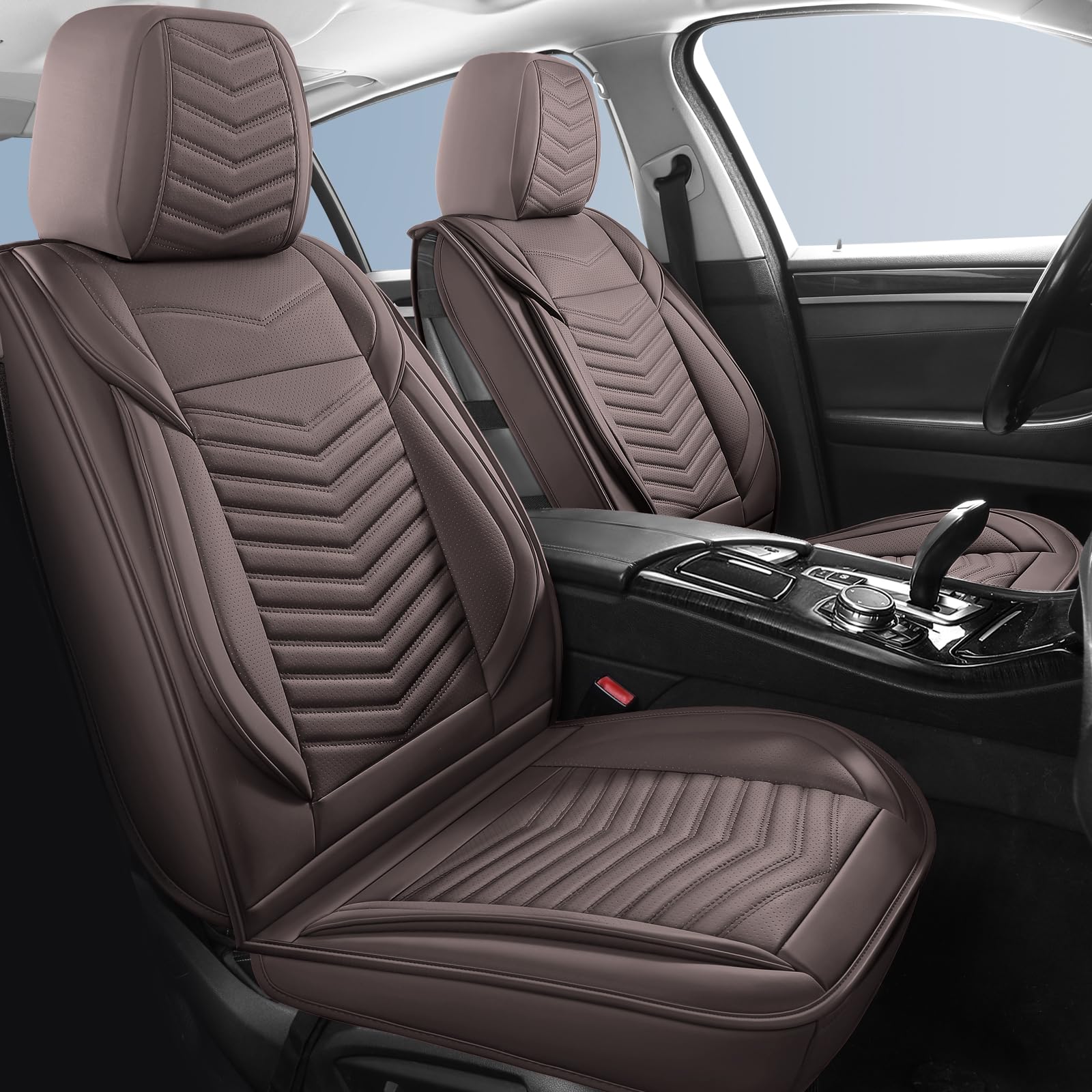 Hchengkikz Car Seat Covers Front Pair,Breathable And Waterproof Leather Automotive Front Seat Covers,Universal Anti-Slip Seat Co