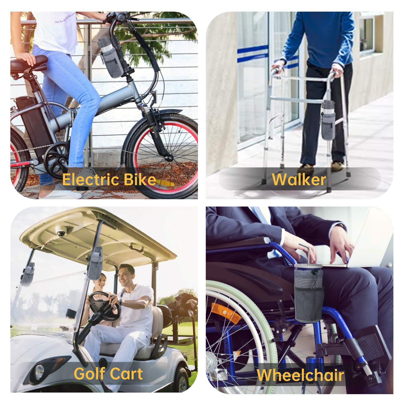 Gearv 2Pack Cup Holder For Bike, Scooter And Wheelchair, Water Bottle Holder For Utv/Atv, Walker, Golf Cart And Beach, Universal