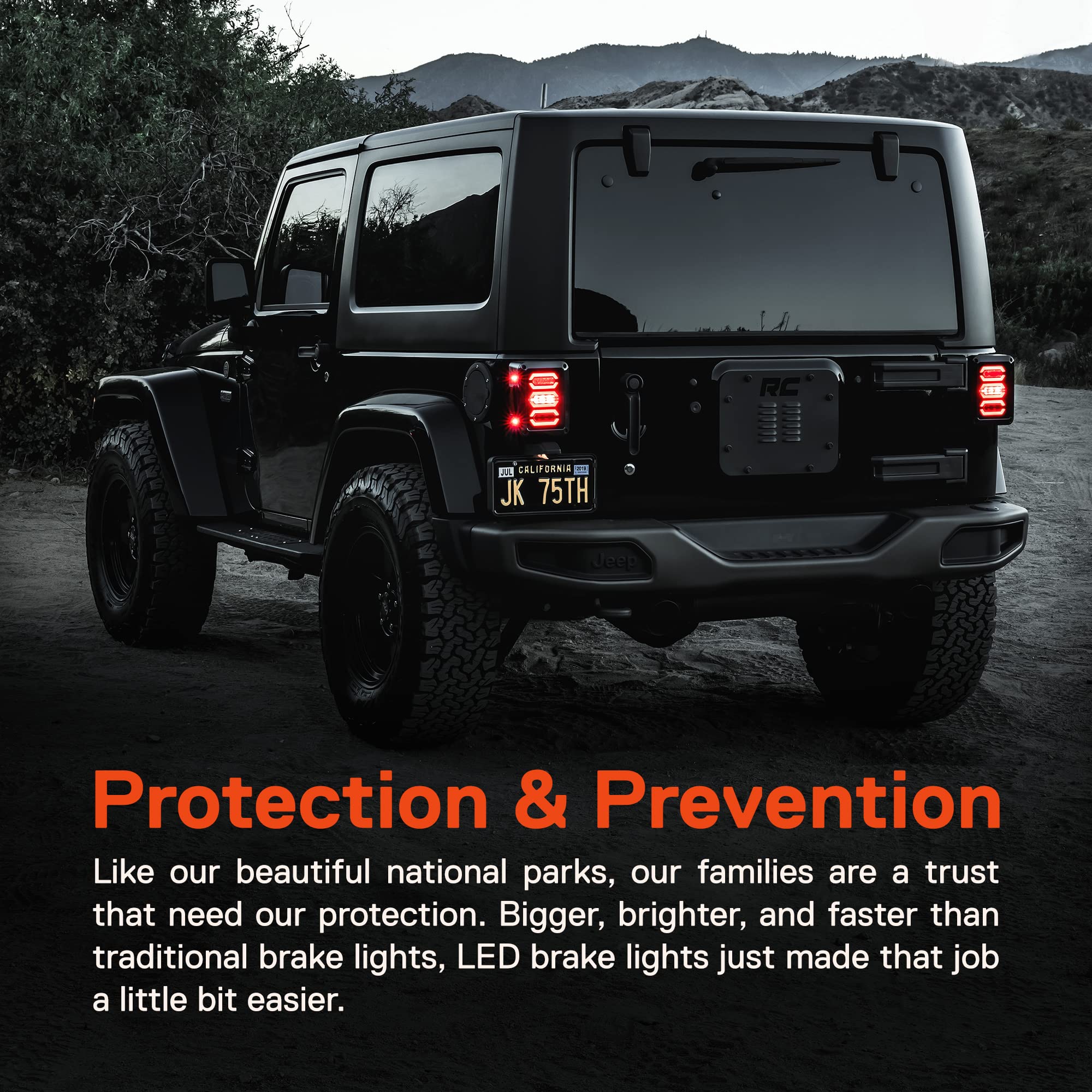 True Mods Led Rear Tail Light Replacement For Jeep Wrangler [Hexagon Design] [Smoke Lens] [Plug N Play] Led Brake Light For Jeep