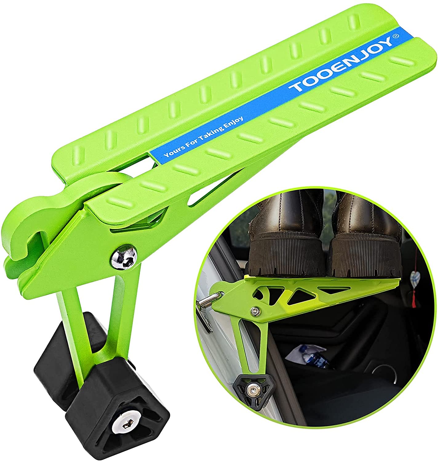 Tooenjoy Universal Fit Car Door Step, Foldable Roof Rack Door Step Up On Door Latch, Supports Both Feet Stand Pedal Ladder, Easy Access To Rooftop For Most Car, Suv, Truck, Max Load 400 Lbs(Green