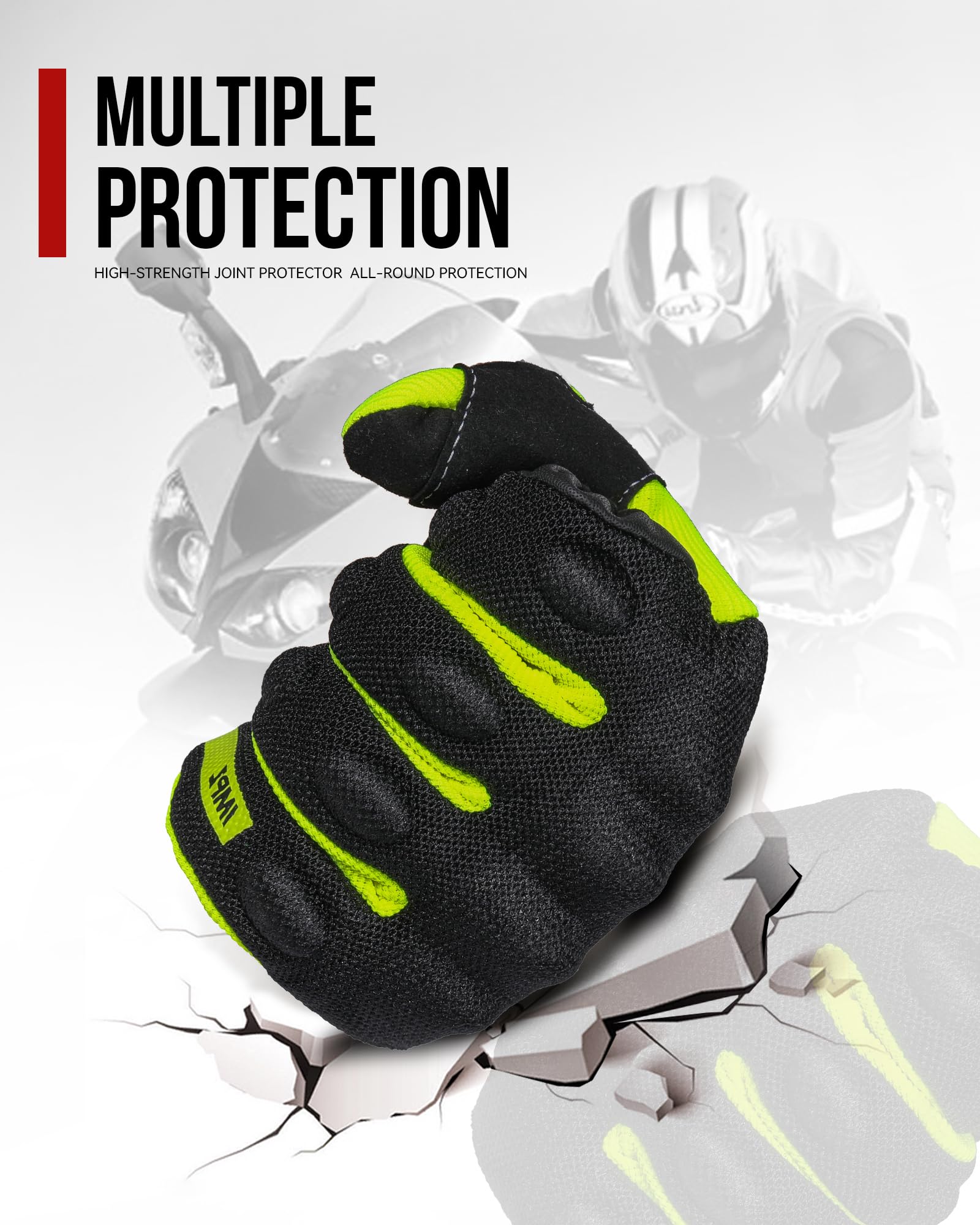 Borleni Motorcycle Gloves - Full Finger Touchscreen Motorbike Gloves For Women & Men - Camping, Climbing, Hiking, Cycling & Riding