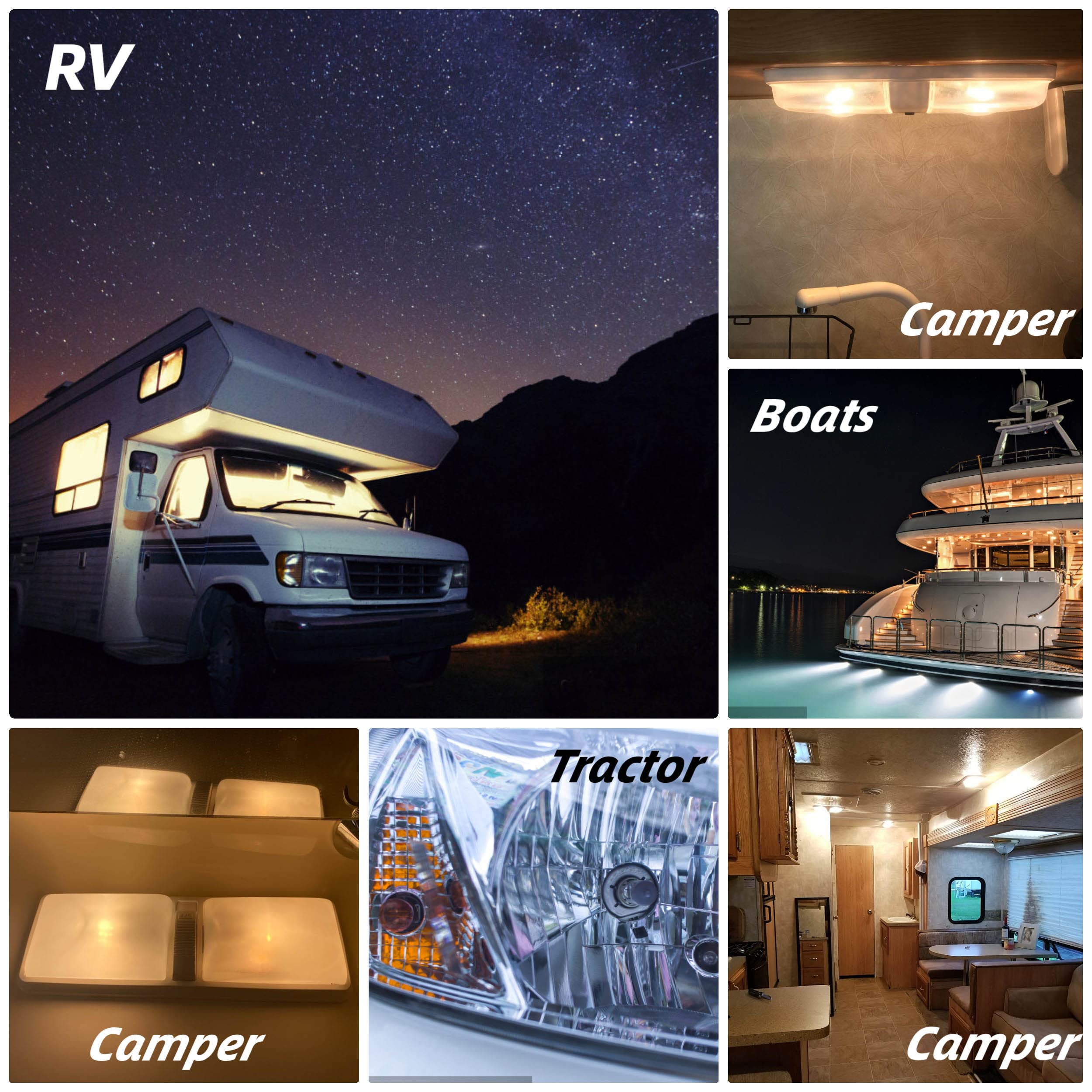 Ziomitus BA15D LED RV Camper Light Bulbs, 12V, 2700K Warm White, Plastic, 0.66*1.52in, Double Contact Base,