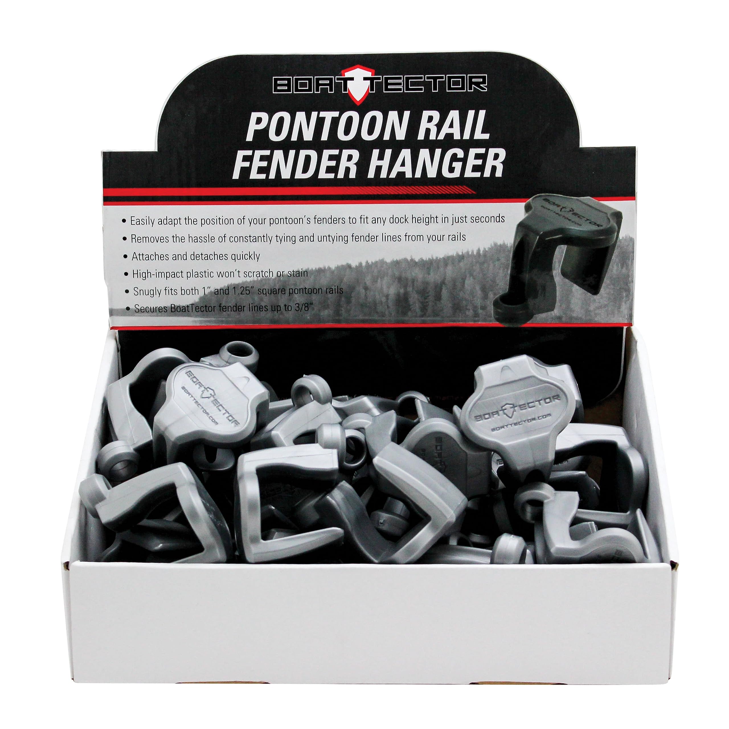 Extreme Max BoatTector Pontoon Rail Fender Hanger, Gray, Plastic, Model 3005.5005, Display Pack of 36