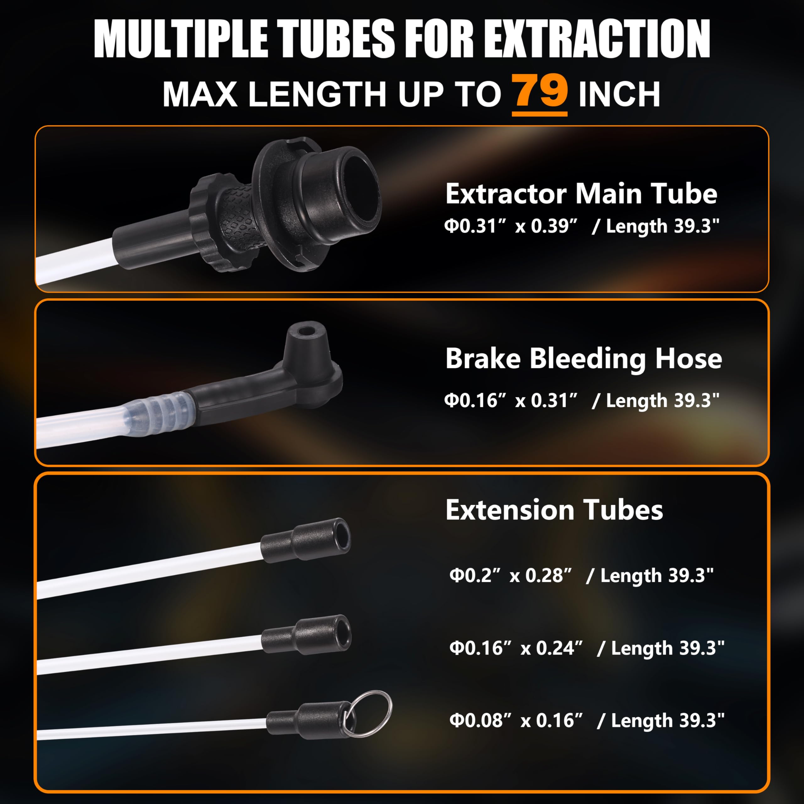 FOUR UNCLES 6.5L Manual Oil Extractor Pump - Automotive Fluid Extractor with 4 Tubes & Brake Bleeder Hose, Model FU007B