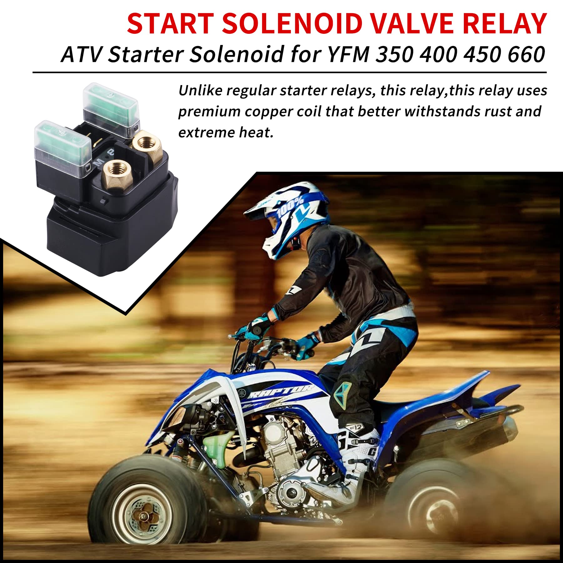 Cncmotok Starter Solenoid Relay For Yamaha - Atv Starter Solenoid For Yfm 350 400 450 660 - Raptor Grizzly Kodiak Wolverine Big