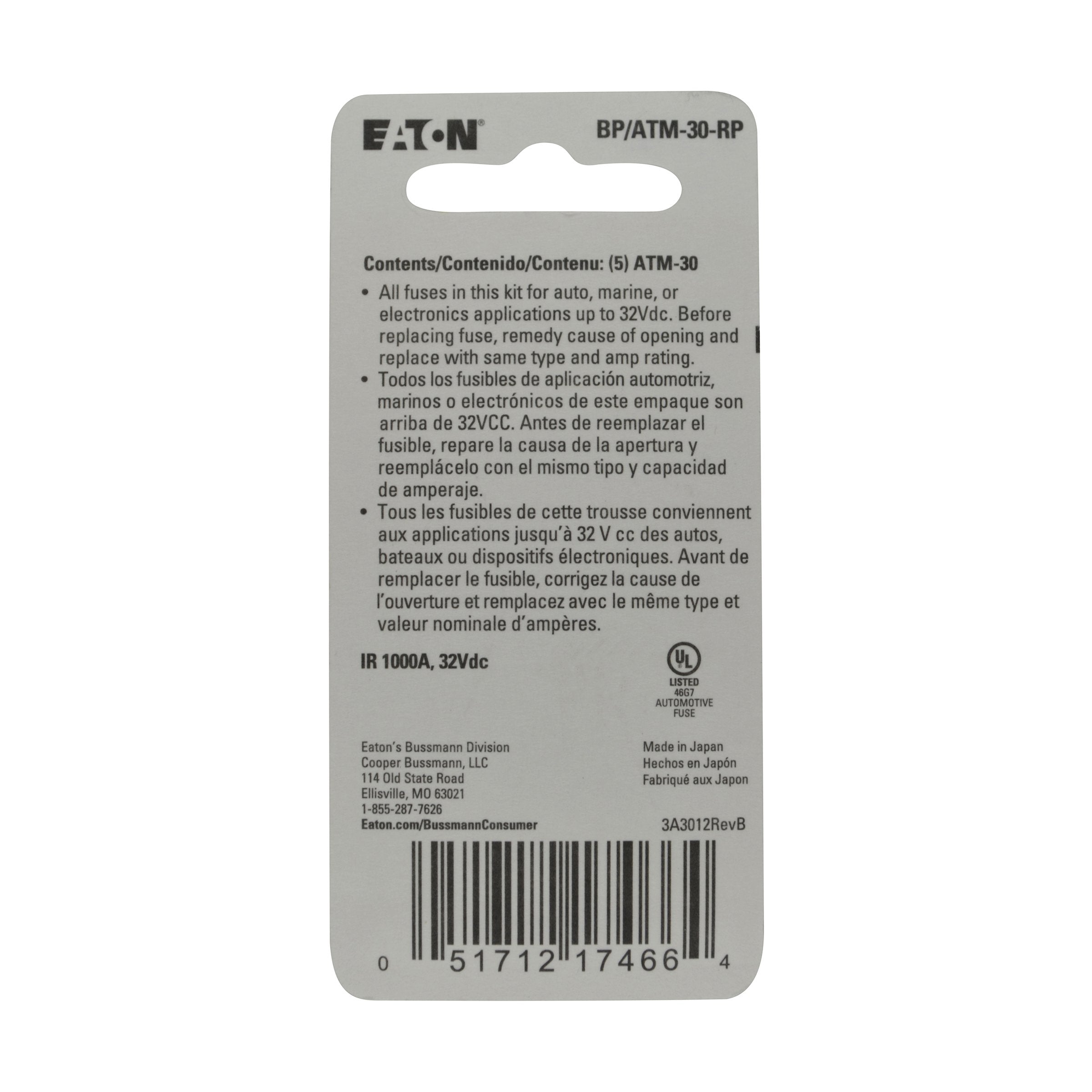 Bussmann Bp/Atm-30 30 Amp Fast Acting Mini-Fuse