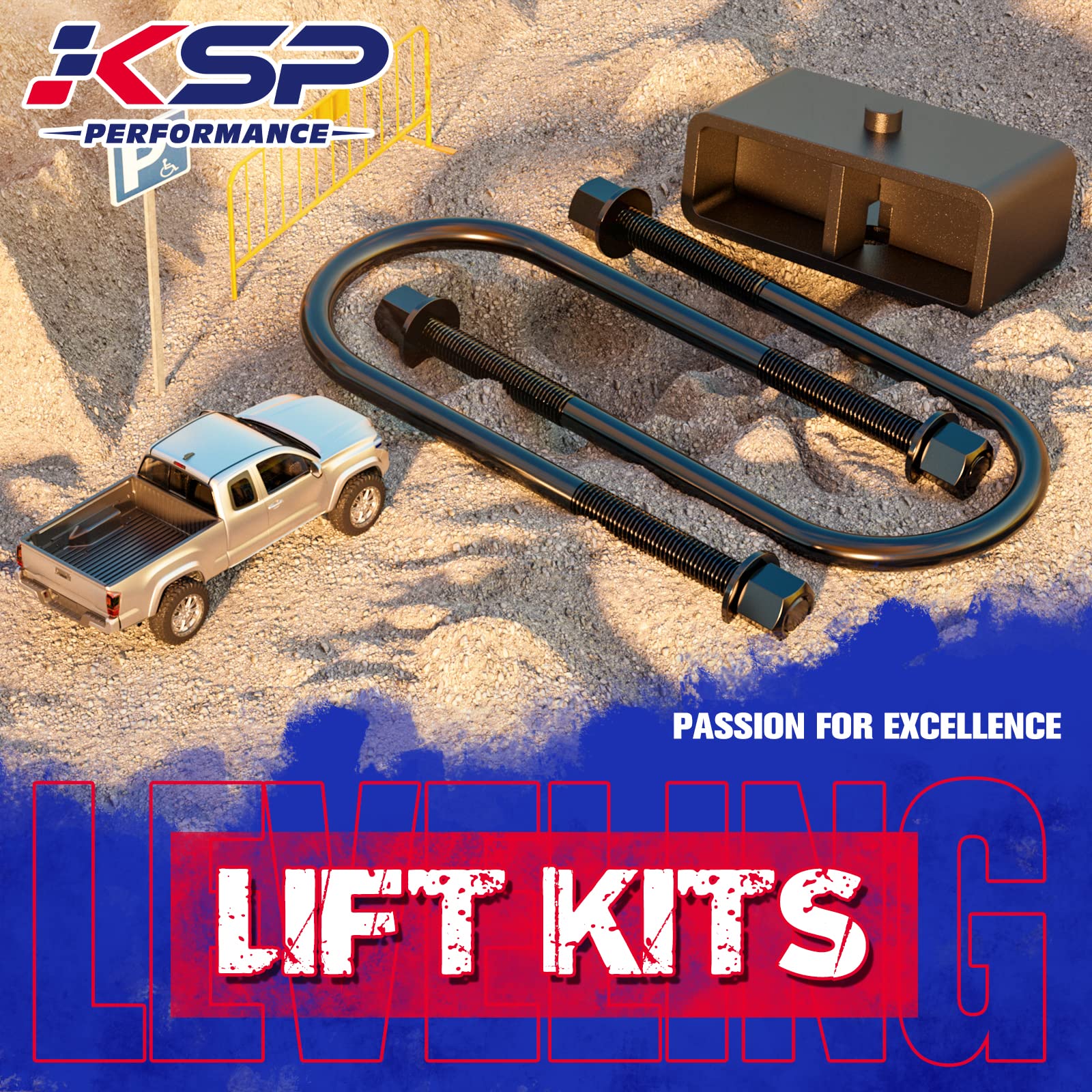 KSP PERFORMANCE 2" Rear Lift Blocks for Dodge Ram 1500 (2002-2008) 2WD/4WD, Alloy Steel, Model 9R212101-20,