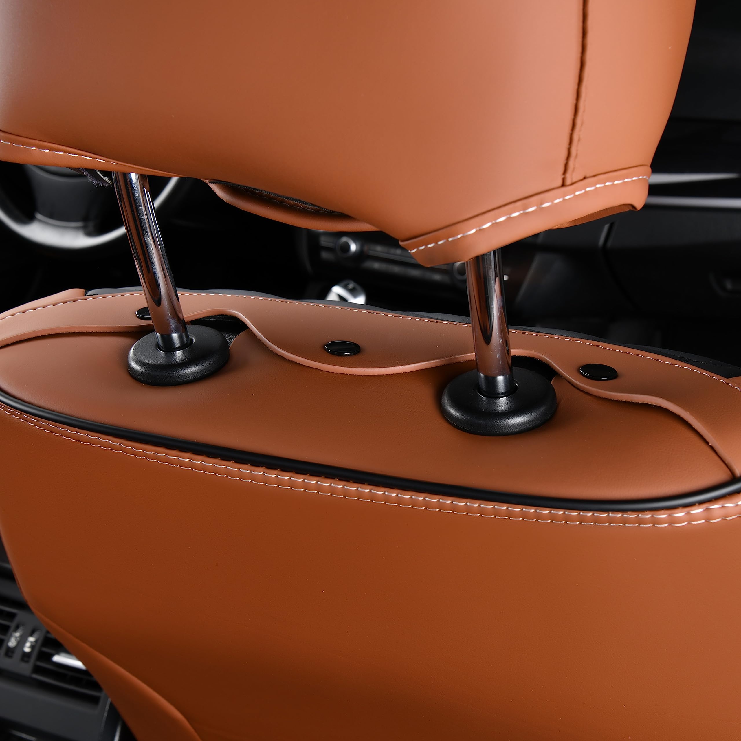 FLORICH Waterproof Leather Seat Covers for Cars, Front Pair, Brown & Black, KWZ-301 Series, Universal Fit for Most Cars, Trucks, SUVs
