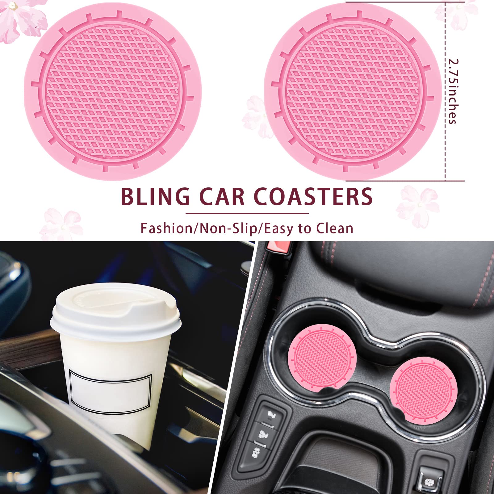 Frienda 10 Pcs Leather Steering Wheel Cover Set For Women 14.5-15 Inch Car Accessories With Seat Belt Shoulder Pad Seatbelt Cove